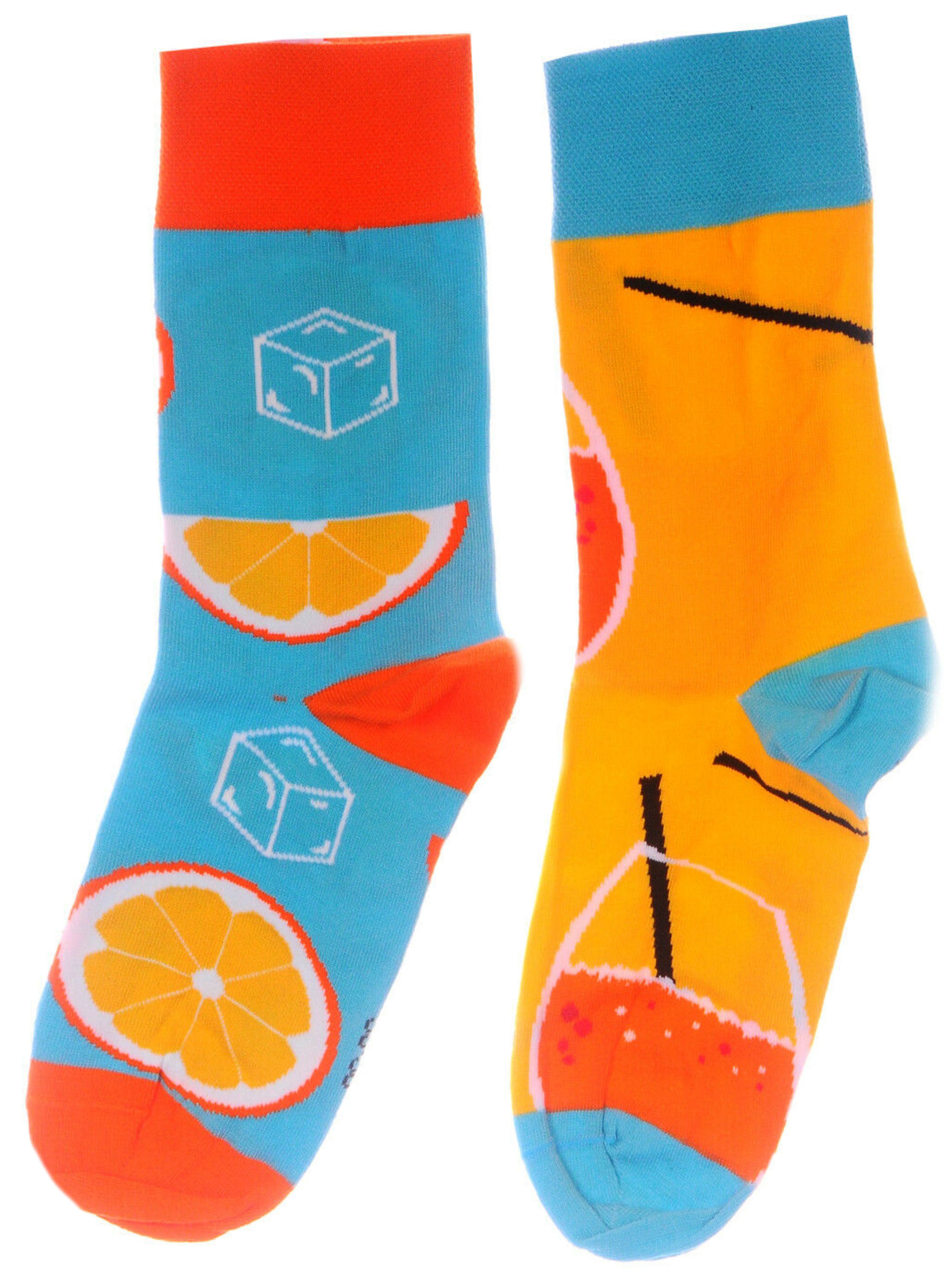 Martinex Freizeitsocken 1 Paar Socken lustige bunte witzige Strümpfe mit Orangen Muster elastisch, weich, 35 36 37 38 39 40 41 42 43 44 45 46