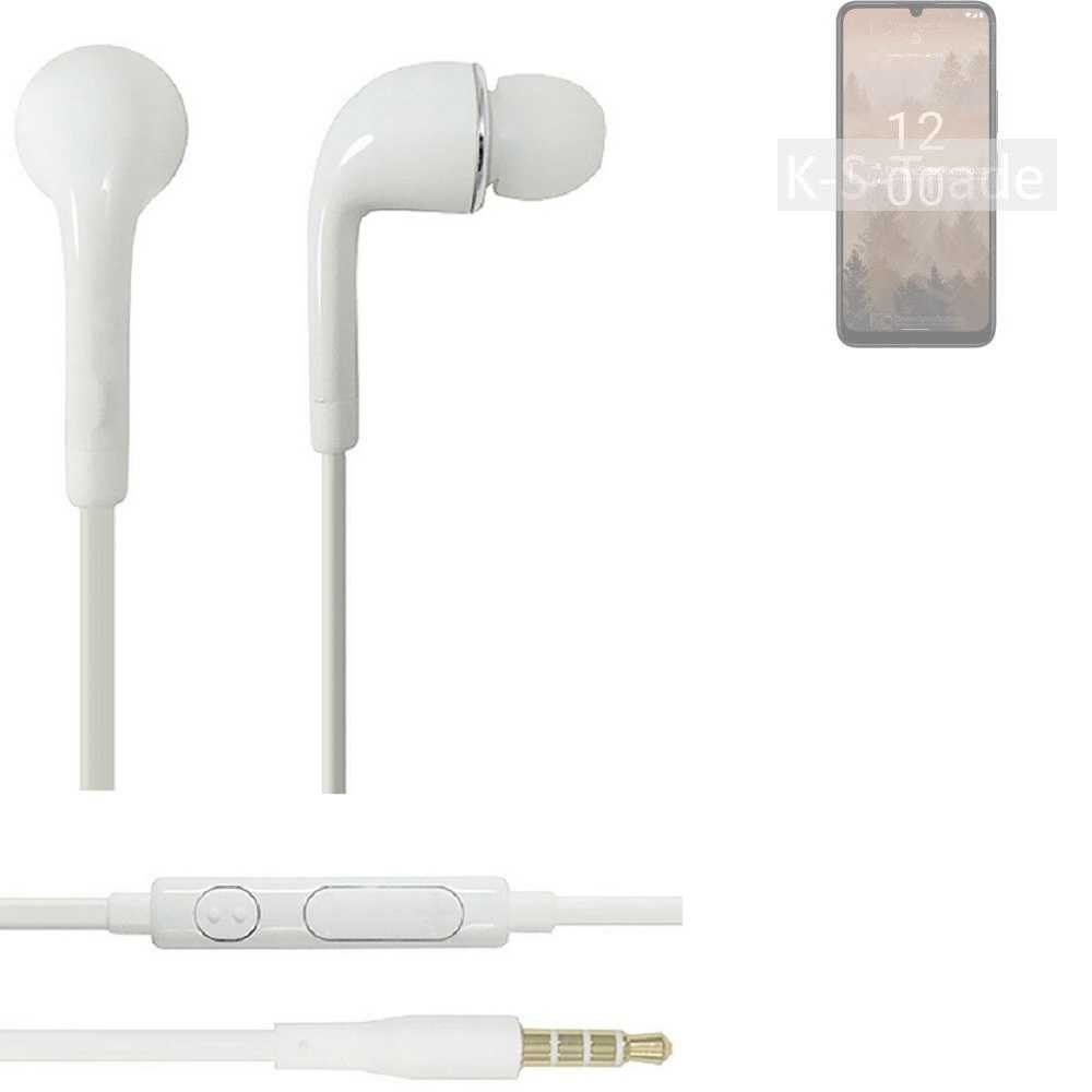 K-S-Trade für Nokia C31 In-Ear-Kopfhörer (Kopfhörer Headset mit Mikrofon u Lautstärkeregler weiß 3,5mm) | In-Ear-Kopfhörer