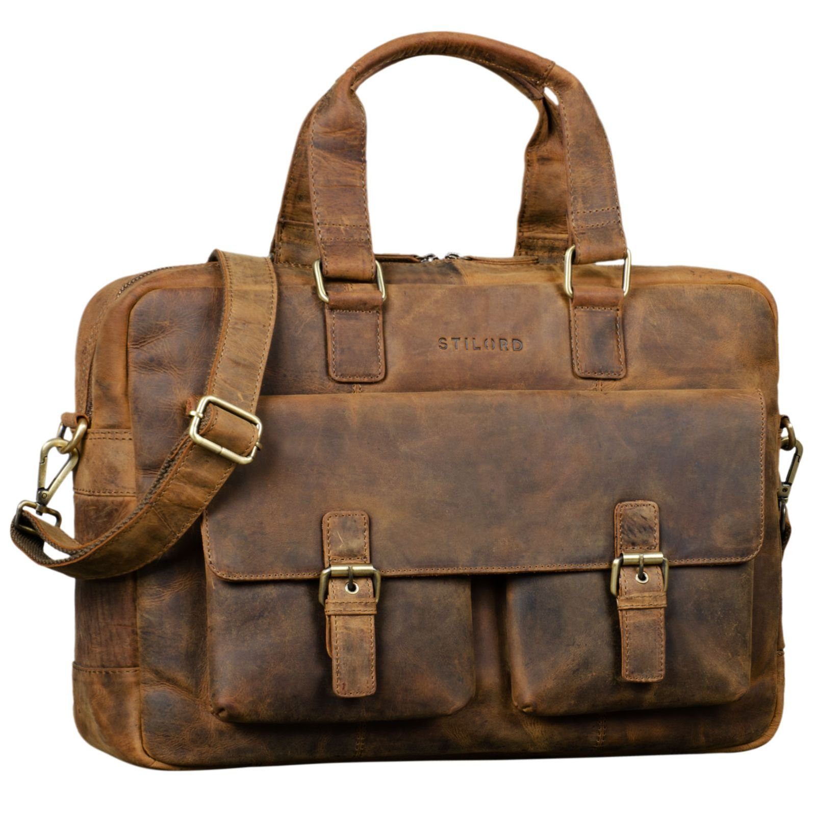 STILORD Aktentasche "Alonso" Vintage Businesstasche Echtleder