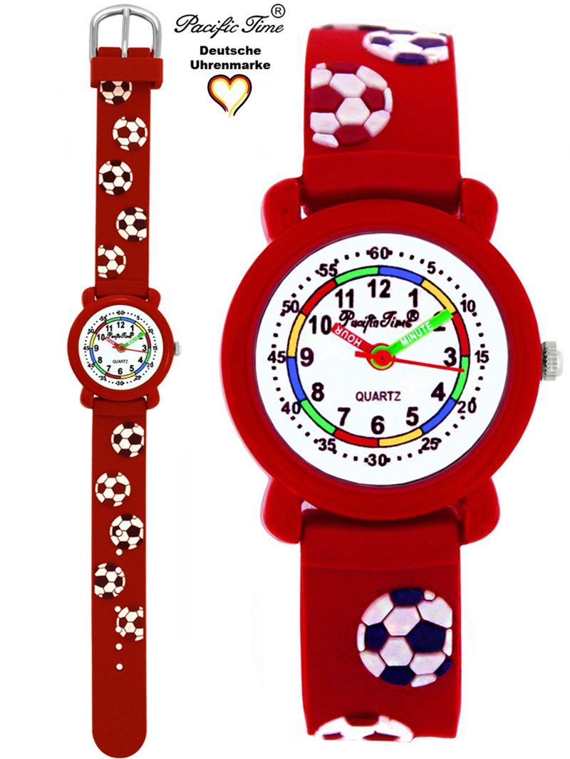 Pacific Time Quarzuhr Kinder Armbanduhr Lernuhr Fußball Silikonarmband, Gratis Versand