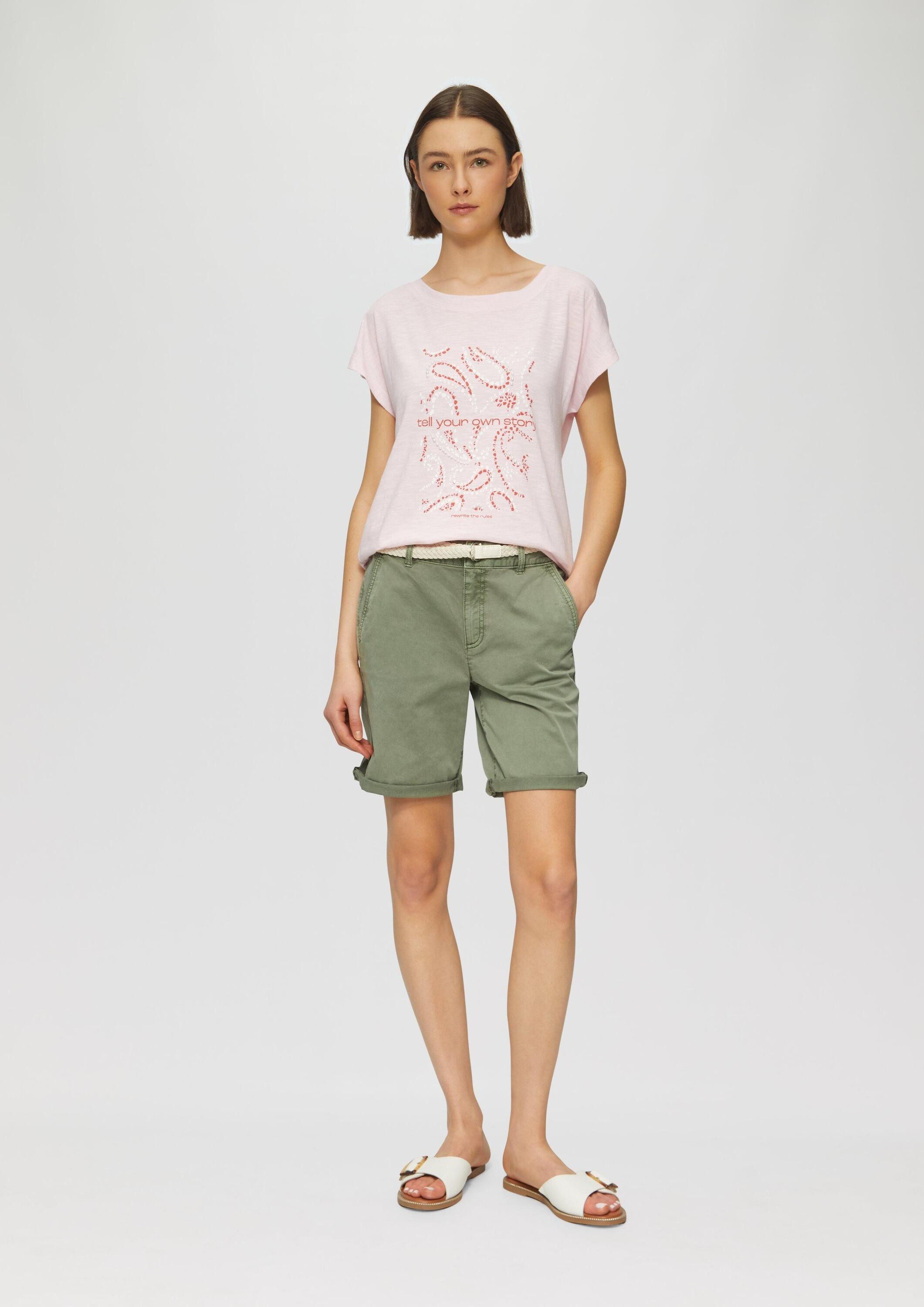 s.Oliver Shorts Hose Shorts mit geflochtenem Gürtel und Garment Dye