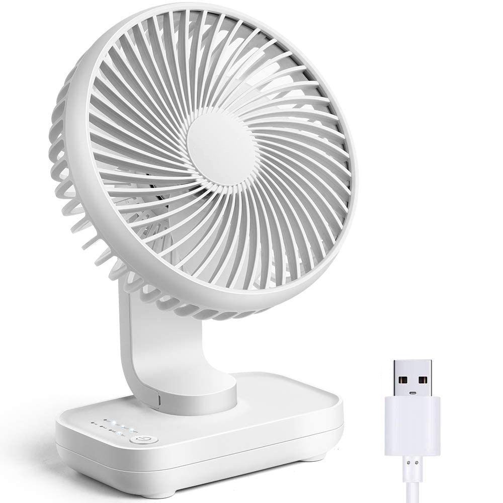 GelldG Akku-Standventilator 4000mAh Ventilator Mini Tischventilator weiß