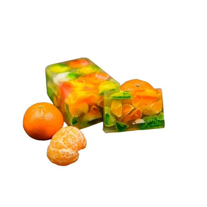 Nesbel - Spüren Sie die Reinheit? Handseife Mandarine Glycerin Seife Duftseife mit Ziegenmilch Handmade Feuchtigkeitsspendend für empfindliche Haut geeignet 100g