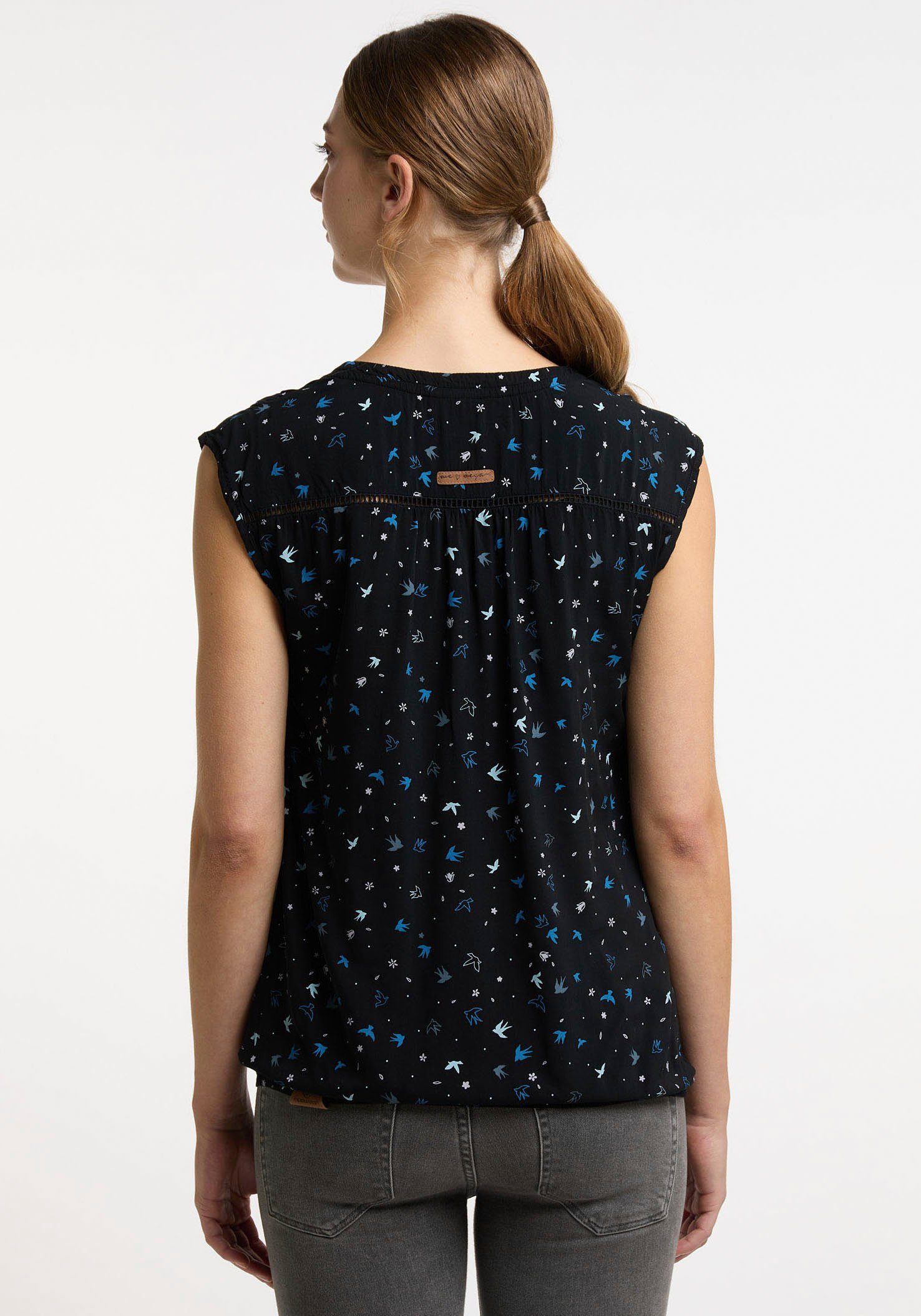Design Ragwear im Blusenshirt A All-Over Print SALTTY BLACK trendigem