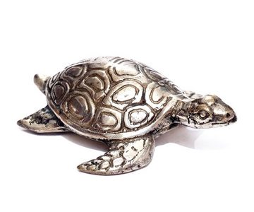 Brillibrum Dekofigur Schildkröte Deko Metallfigur versilbert Schildkröten Tierfigur Landschildkröte Skulptur Silber