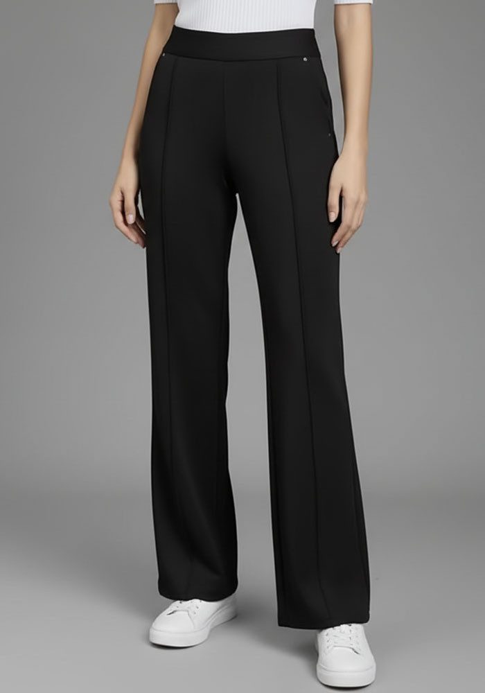 Bruno Banani Jerseyhose in Anzug-Optik, moderner Wideleg-Shape, geprägtes L günstig online kaufen