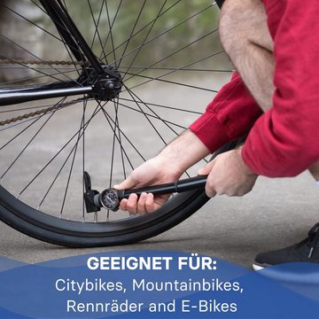 EVEREST FITNESS Luftpumpe Kompakte Fahrradluftpumpe für verschiedene Ventile (1-tlg), Mini Fahrradpumpe für alle Ventile - Rennrad, MTB & eBike