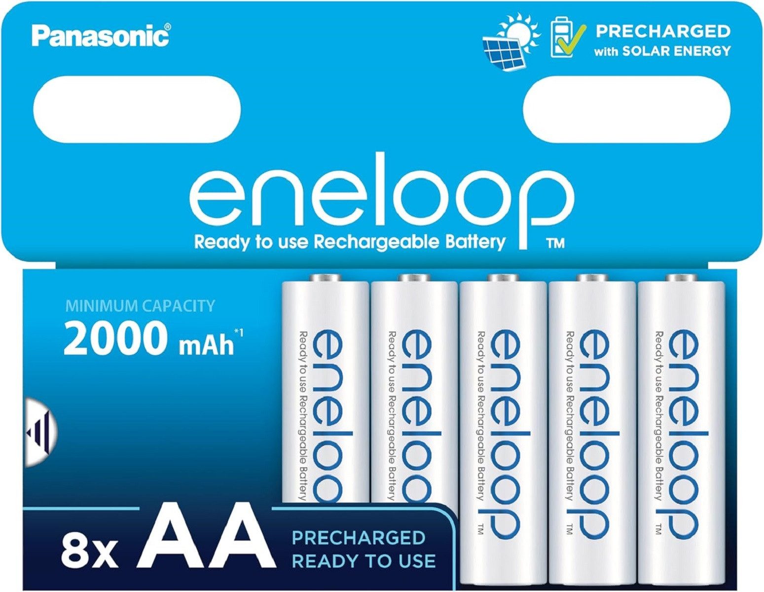 eneloop AA Akkus 2000 mAh – 8er-Pack wiederaufladbare Batterien Batterie, Wiederaufladbar