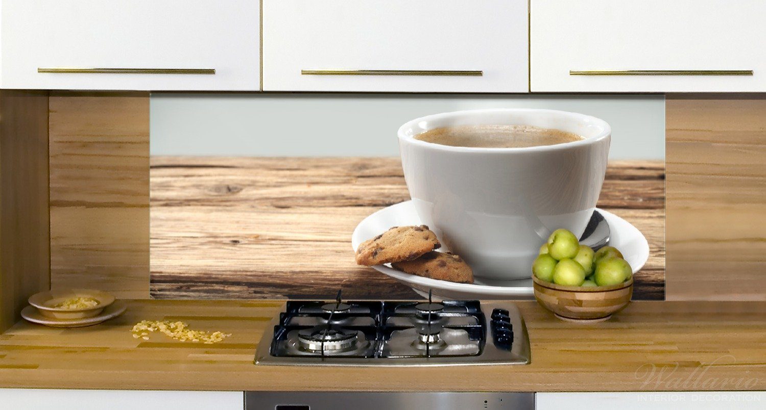 Heiße (1-tlg) Tasse mit Wallario Kaffeebohnen, Küchenrückwand Kaffee