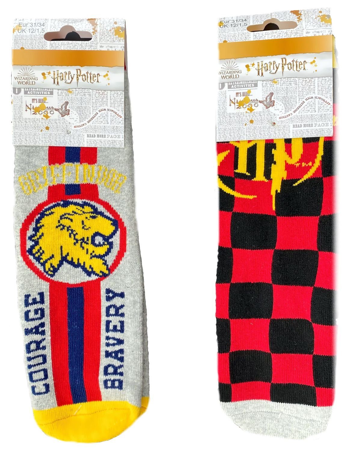 Harry Potter Haussocken HARRY POTTER Antirutsch Noppensocken 2 Paar Jungen und Mädchen Kindersocken Strümpfe Socken Gr. 23/26 27/30 31/34
