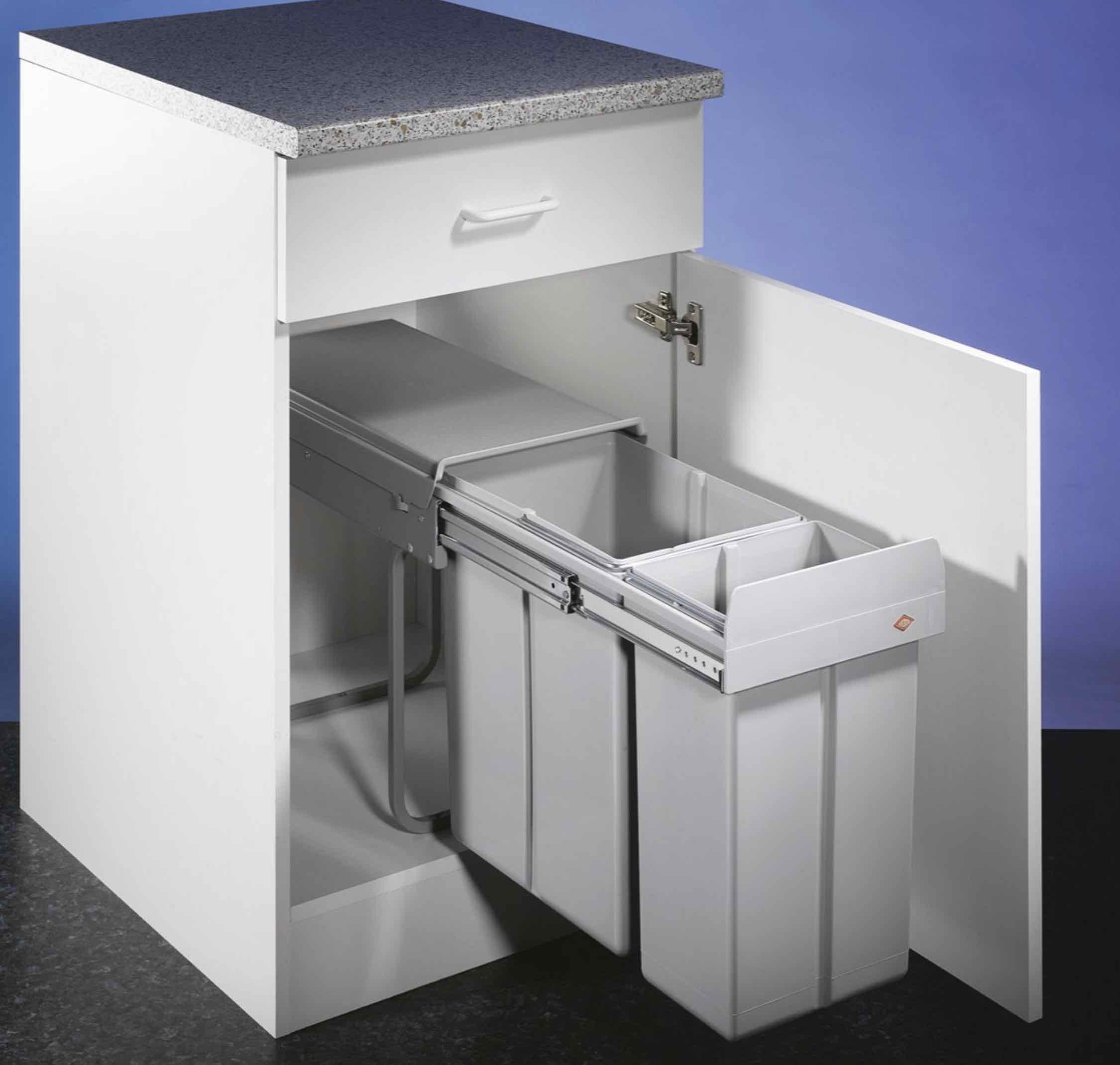 WESCO Einbaumülleimer WESCO® Traditionline Double-Boy 410 S/300-2, alu grau