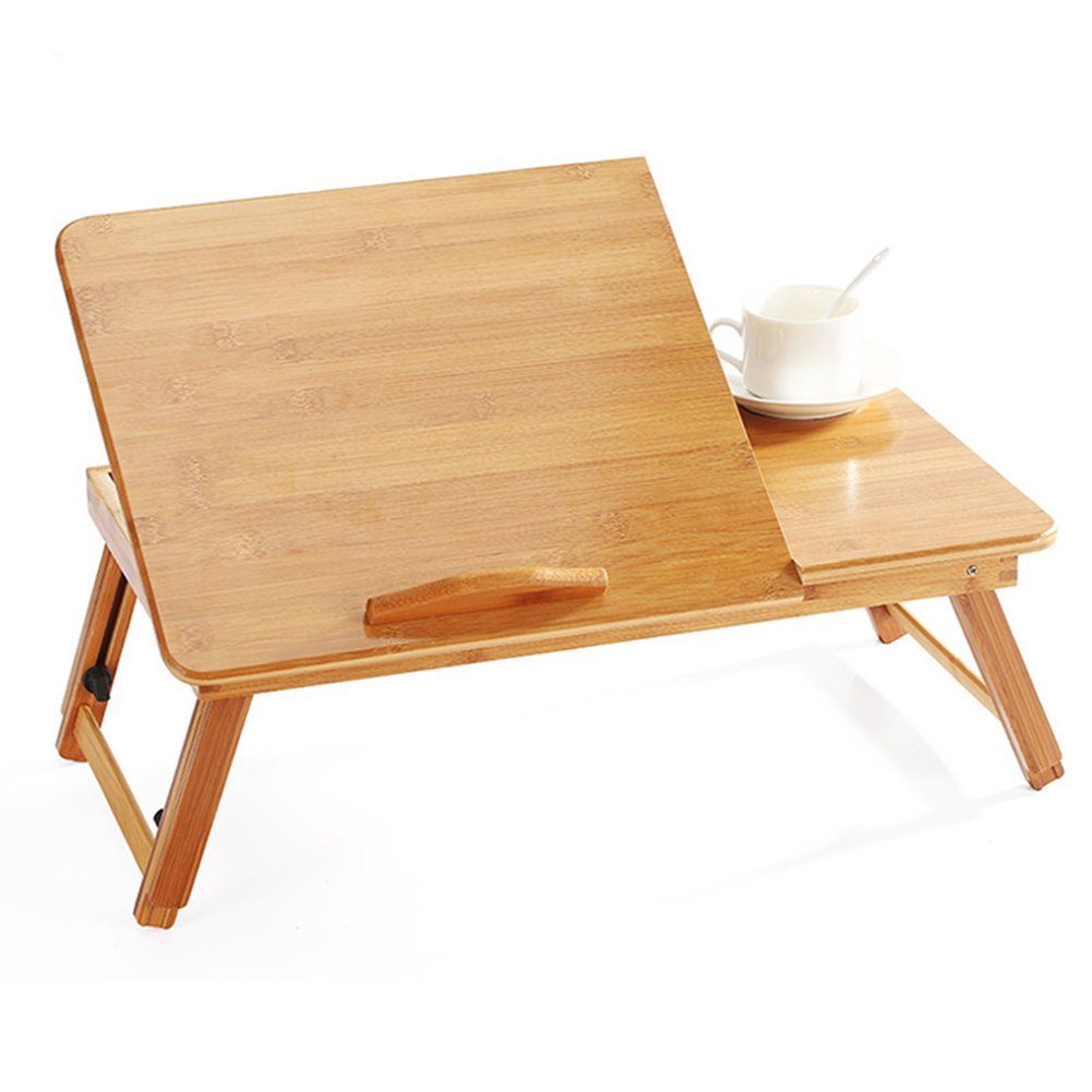 Schreibtisch Bett Höhenverstellbar fürs aus HomeMiYN Laptoptisch Bambus