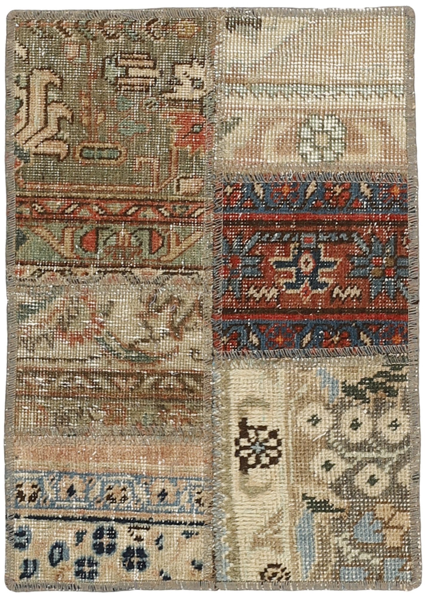 Wohnando Teppich MY-RUG Vintage Patch Work Floral & Ornamentiert 60x40cm, Rechteckig, Höhe: 10 mm, Handgeknüpfter Teppich,Handgesponnene Wolle, mit Naturfarben gegärbt