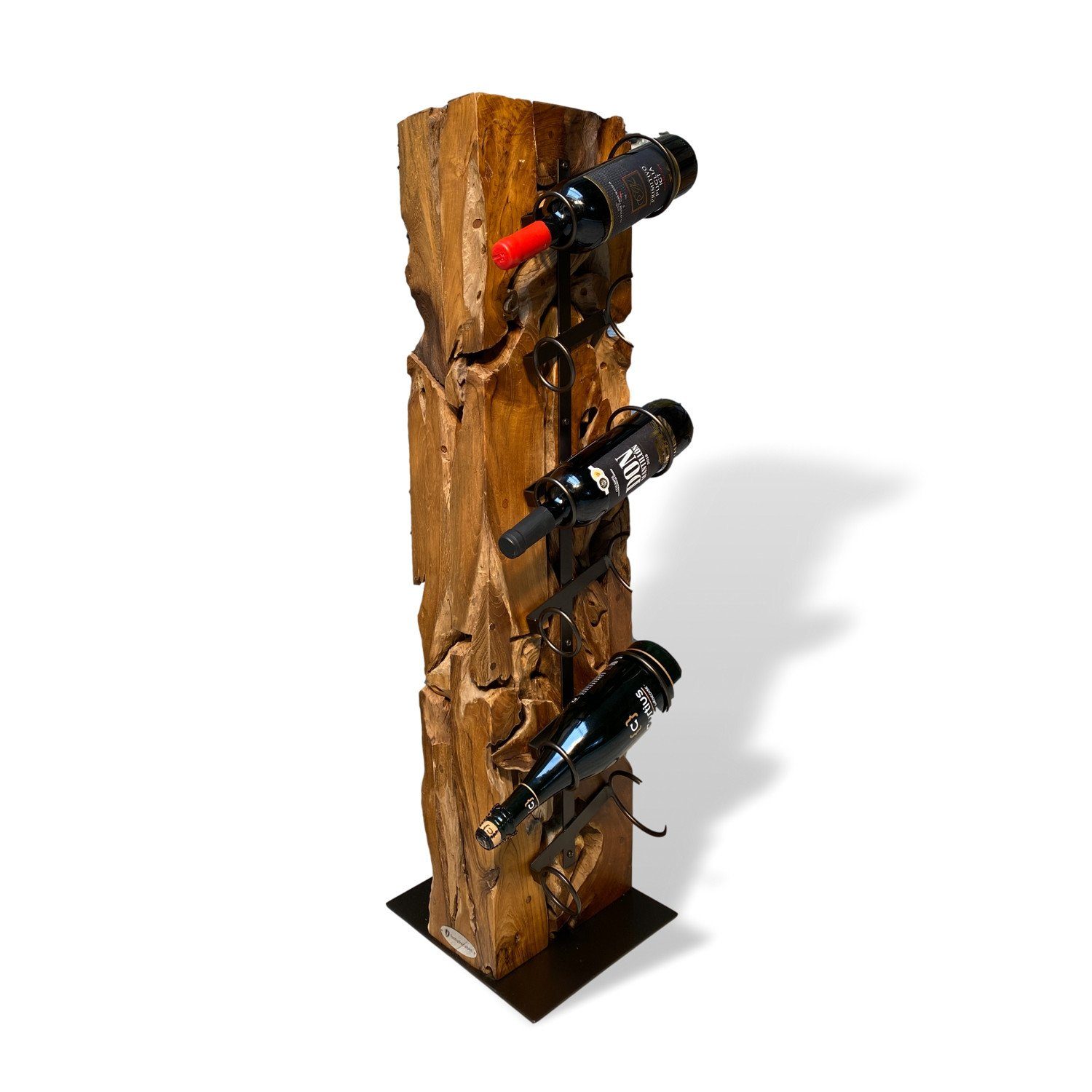 Weinregal XILON Weinständer Teakholz 100 cm massiv für 6 Flaschen