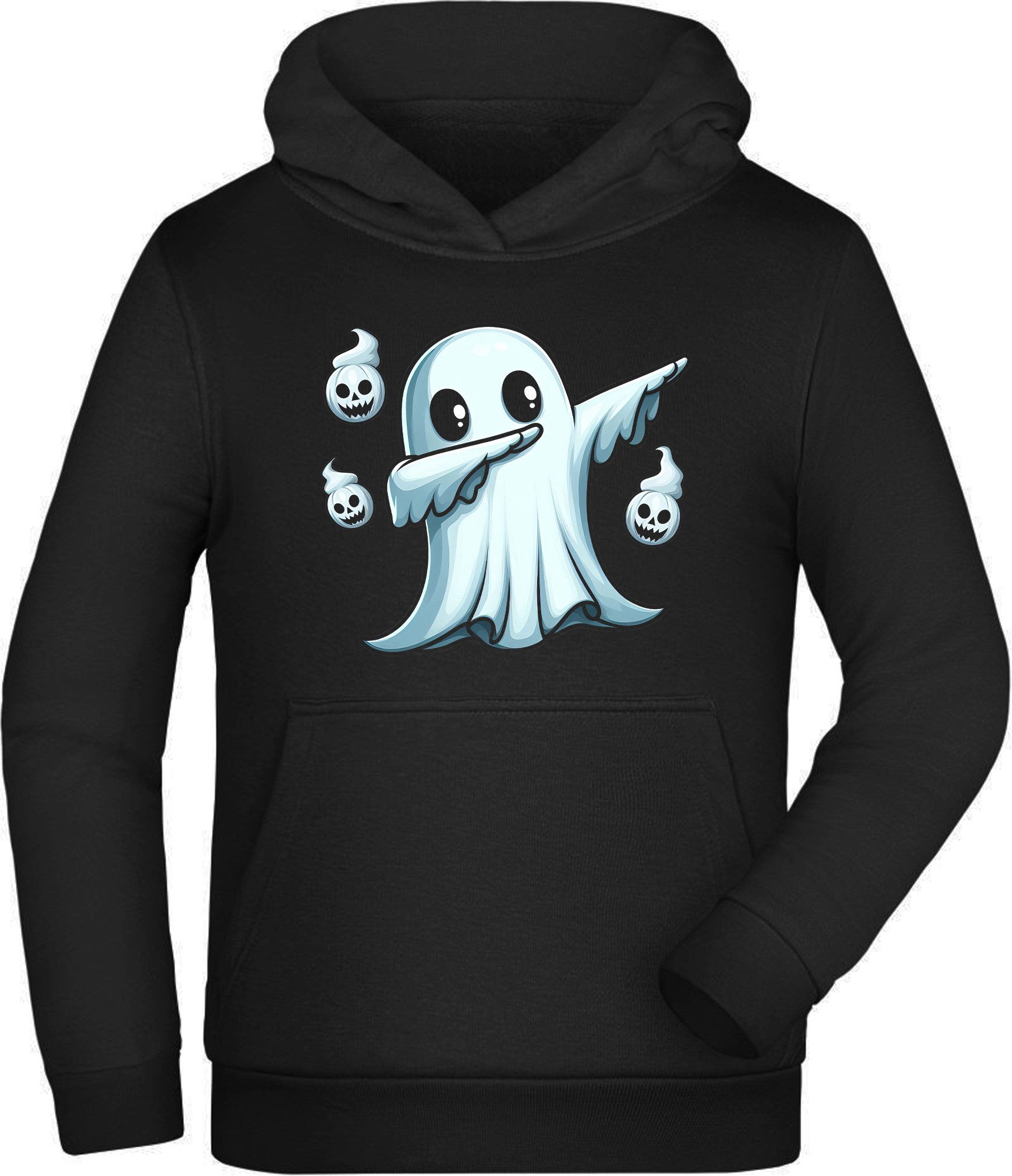 MyDesign24 Hoodie Kinder Kapuzensweater - Dab tanzendes Gespenst Geist Kapuzenpulli mit Aufdruck - Dabbing Kinder Halloween Hoodie i620