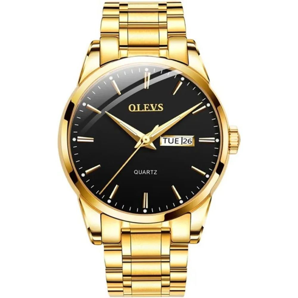 Tidy Quarzuhr Business Herrenuhr stilvoll und elegant Gold Zifferblatt Schw günstig online kaufen