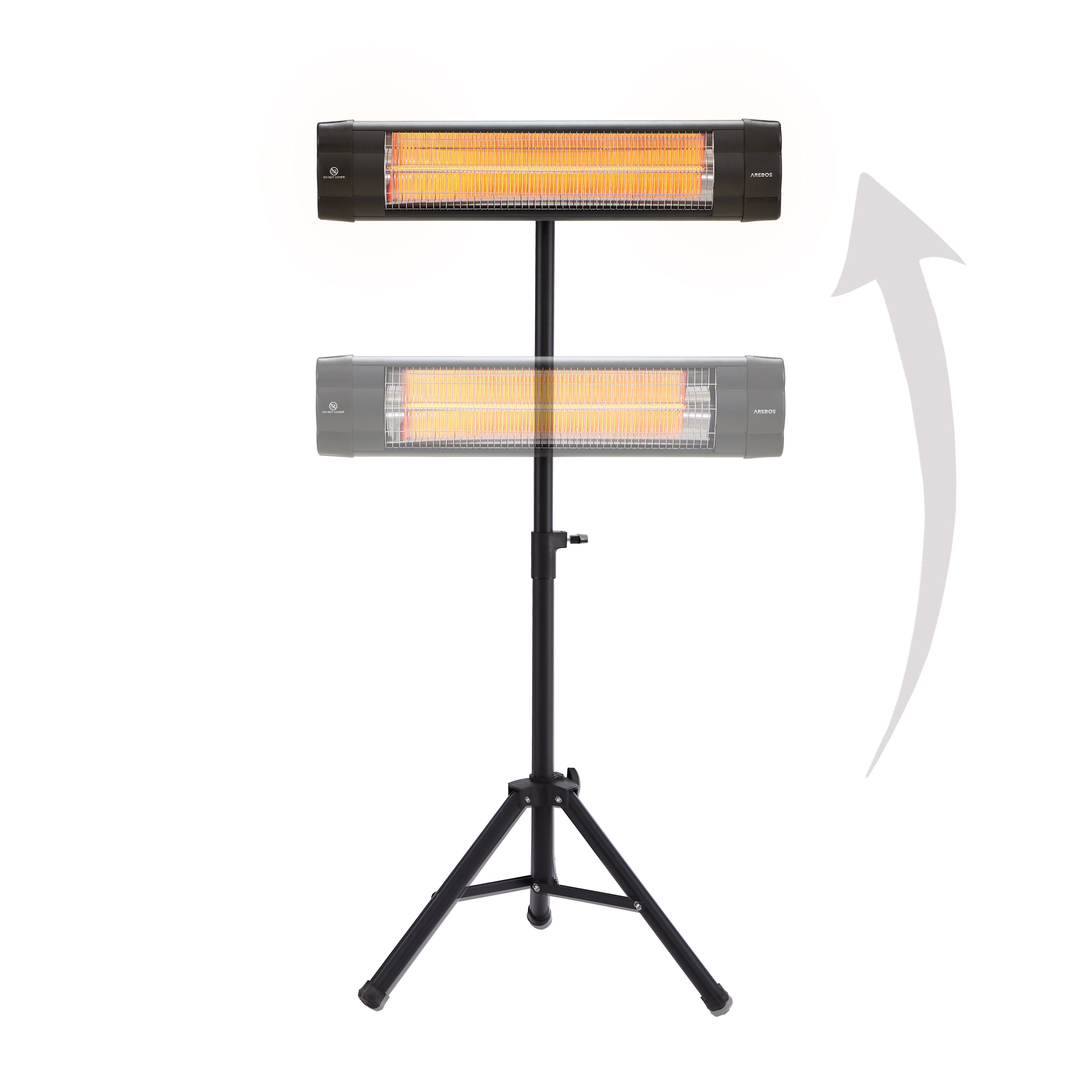 Arebos Heizstrahler Infrarot 2500 regulierbar W mit Höhenverstellbar, fließend Stativ