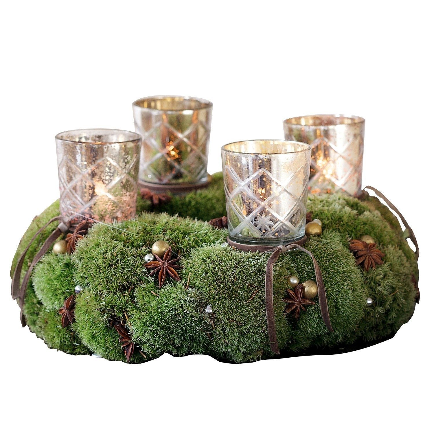 Mirabeau Adventskranz Steckwindlicht 4er Set Clara antiksilber