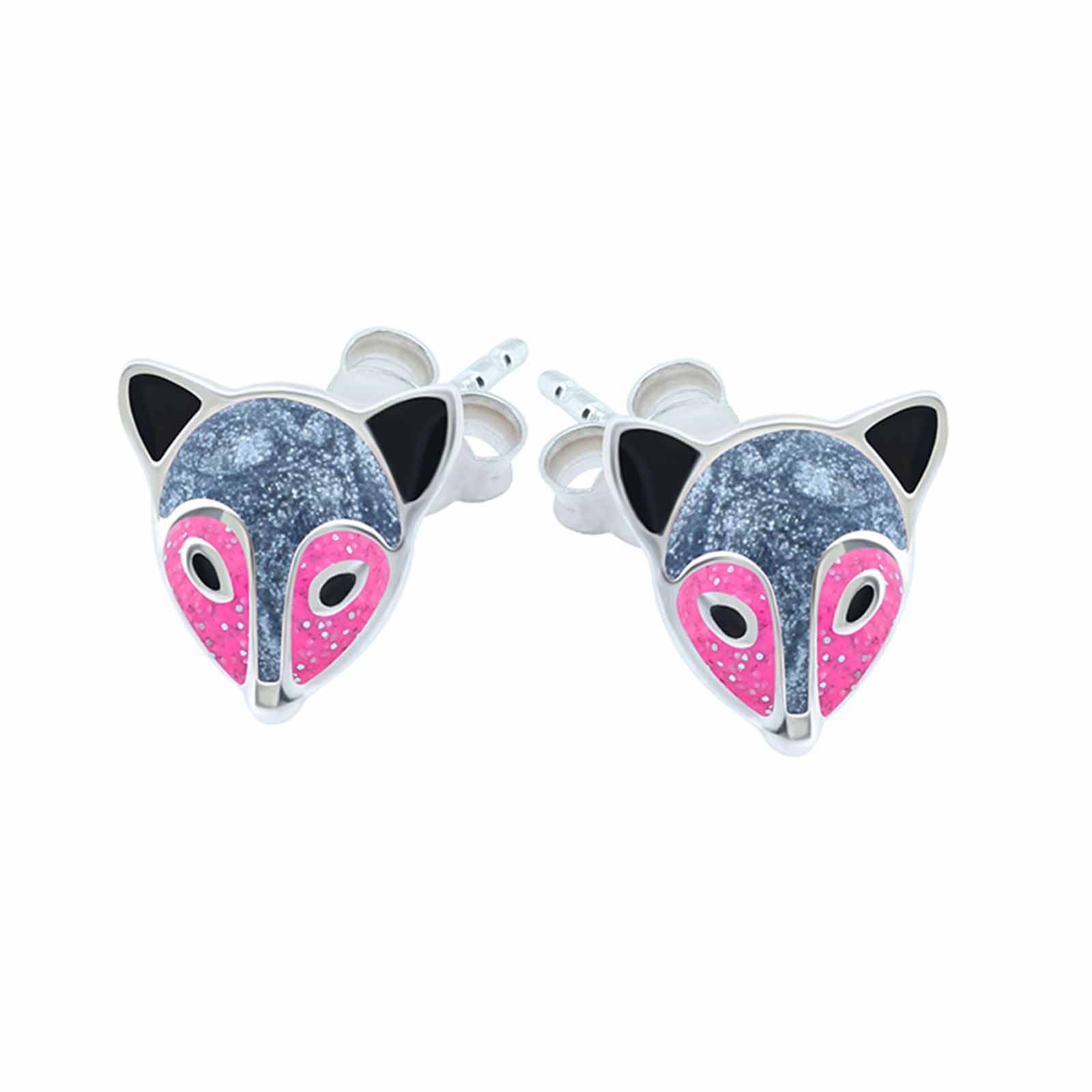 schmuck23 Paar Ohrstecker Kinder Ohrringe Fuchs 925 Silber, Kinderschmuck Mädchen Geschenk echte Silberohrringe