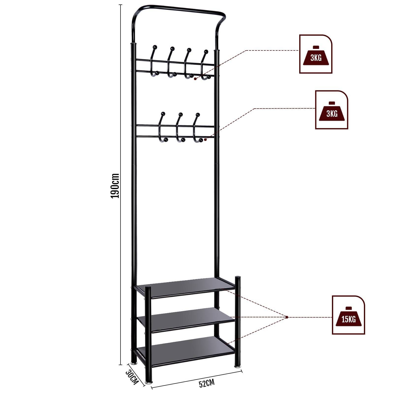 ElitVita Kleiderständer Garderobe mit Schuhablage, 3 Ablagen, mit 7 Haken, günstig online kaufen