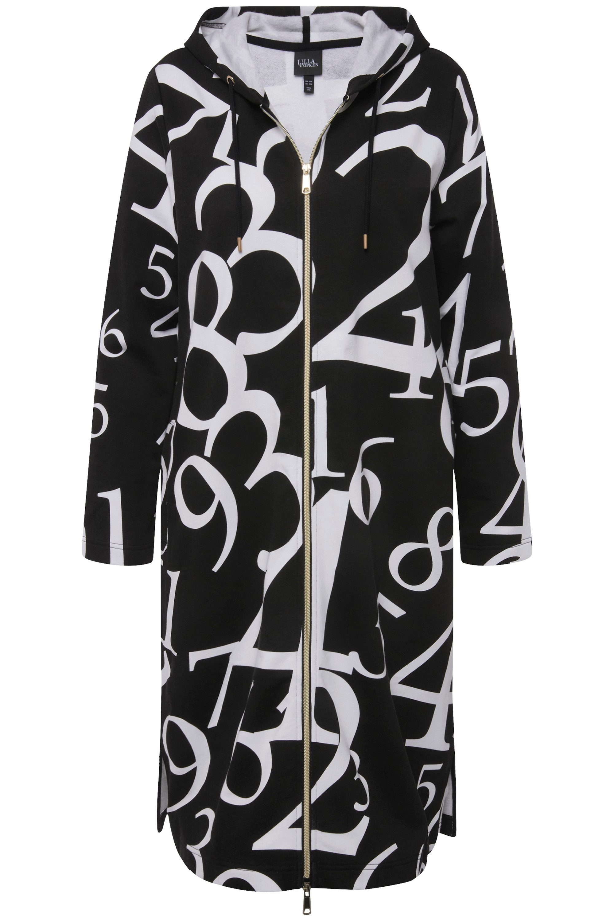 Ulla Popken Sweatjacke Sweat-Longjacke Zahlen Kapuze günstig online kaufen