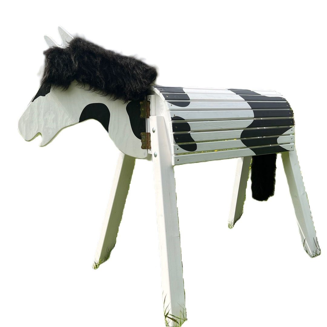 Dein Holzpferd Holzpferd Tobiano ws, Mit flauschiger Mähne und Schweif aus Plüsch