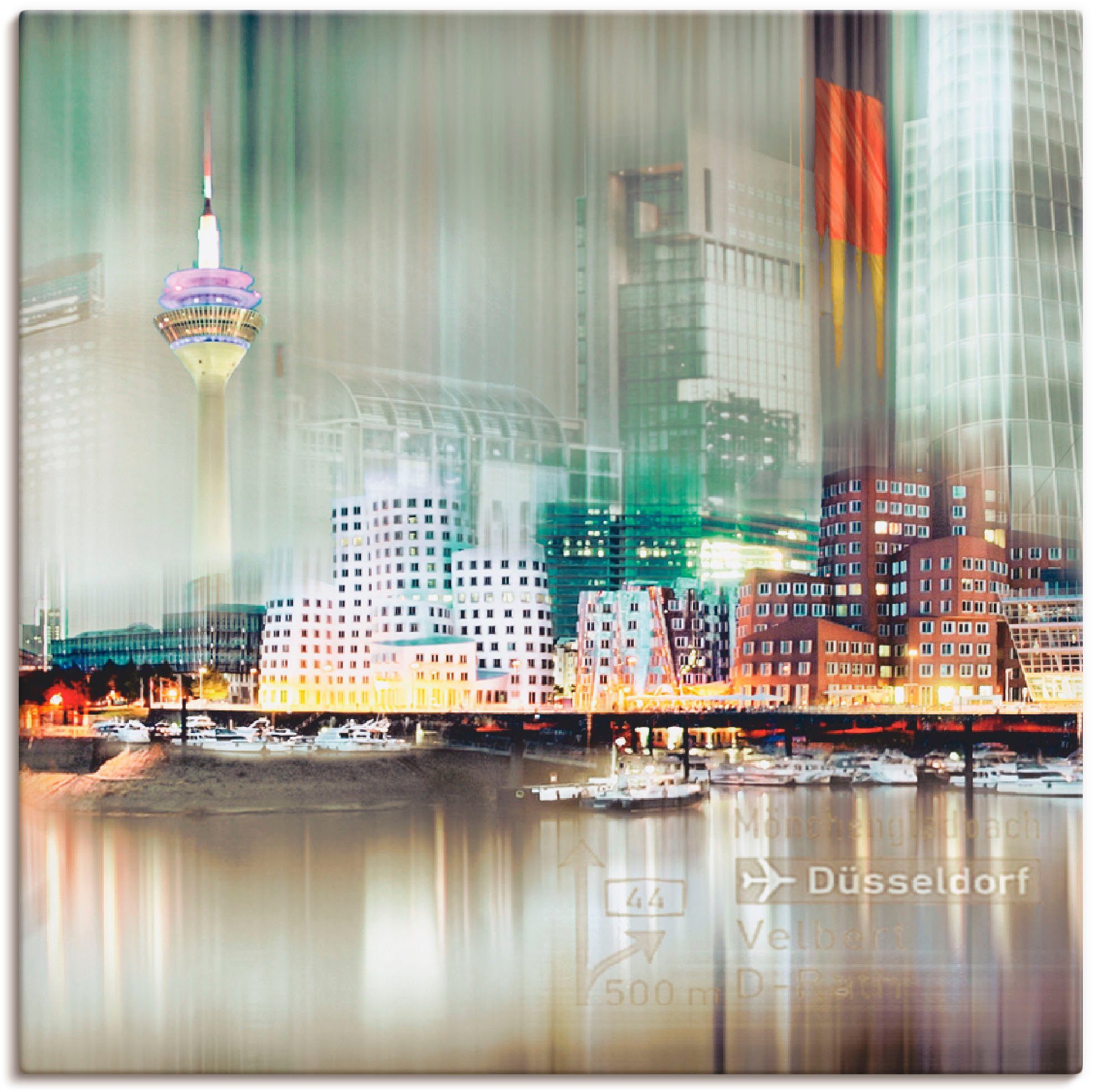 Artland Wandbild Düsseldorf Skyline Collage V, Deutschland (1 St), als  Leinwandbild, Wandaufkleber oder Poster in versch. Größen
