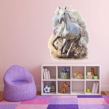 nikima Wandtattoo 179 Pferd weiß - Mädchen Kinderzimmer Sticker (PVC-Folie), in 5 vers. Größen