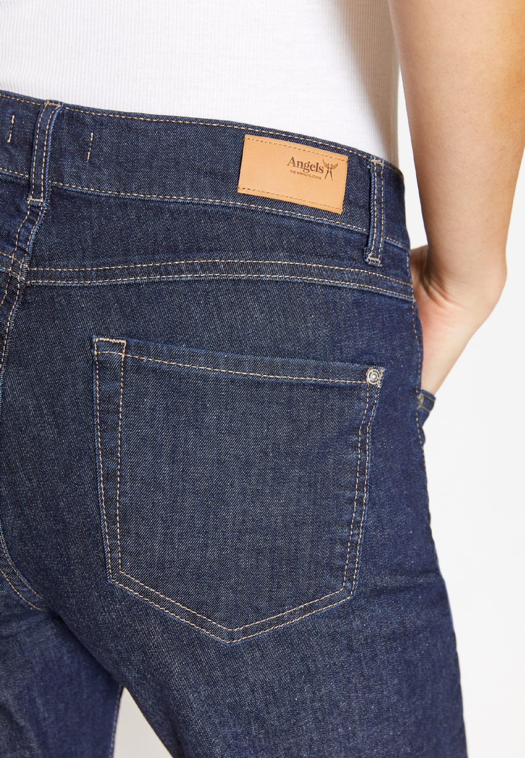 Bermuda Label-Applikationen 5-Pocket-Jeans blau TU Jeanshotpants ANGELS mit