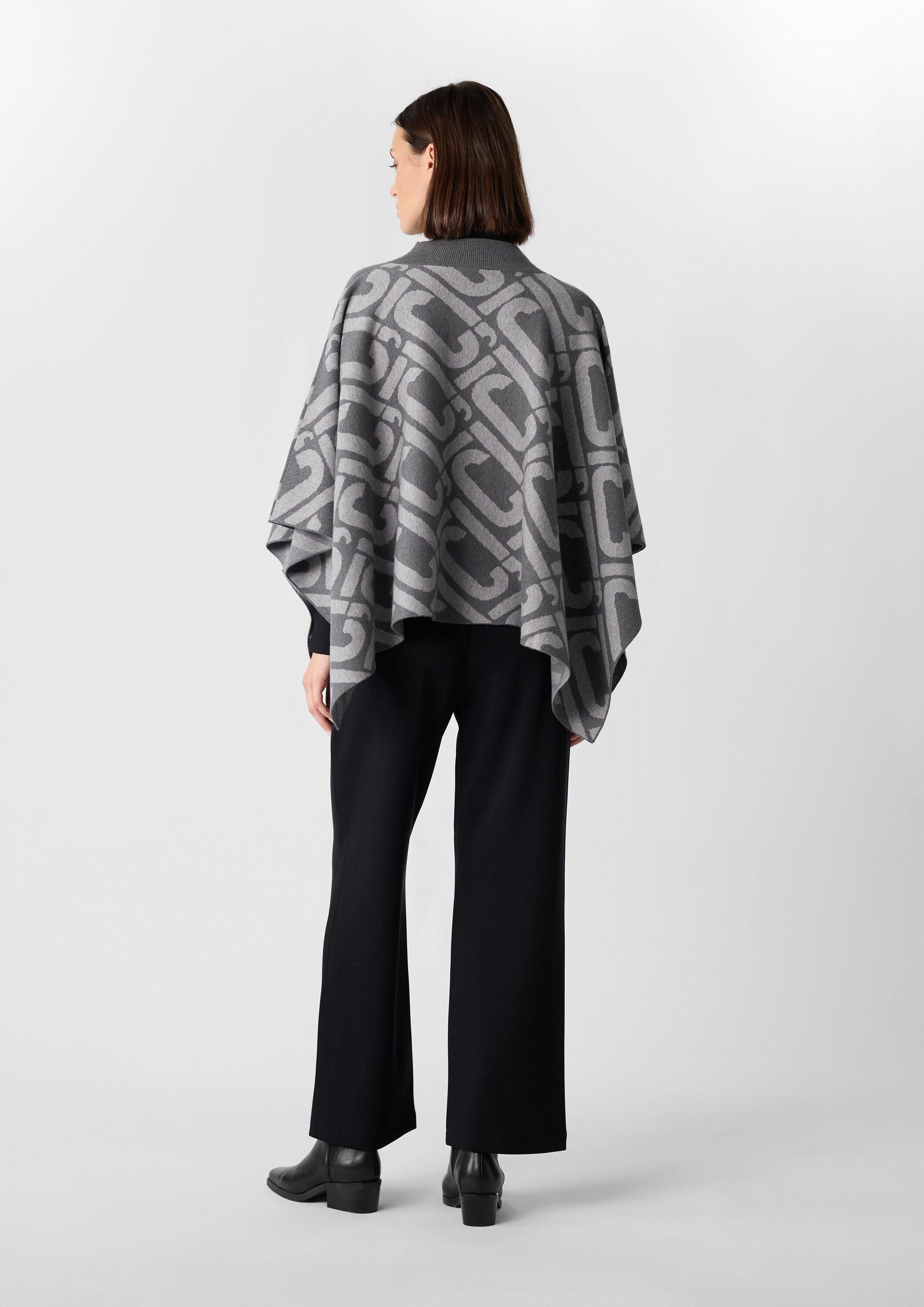 comma Poncho Indoor-Poncho Strick-Poncho mit Icon-Muster