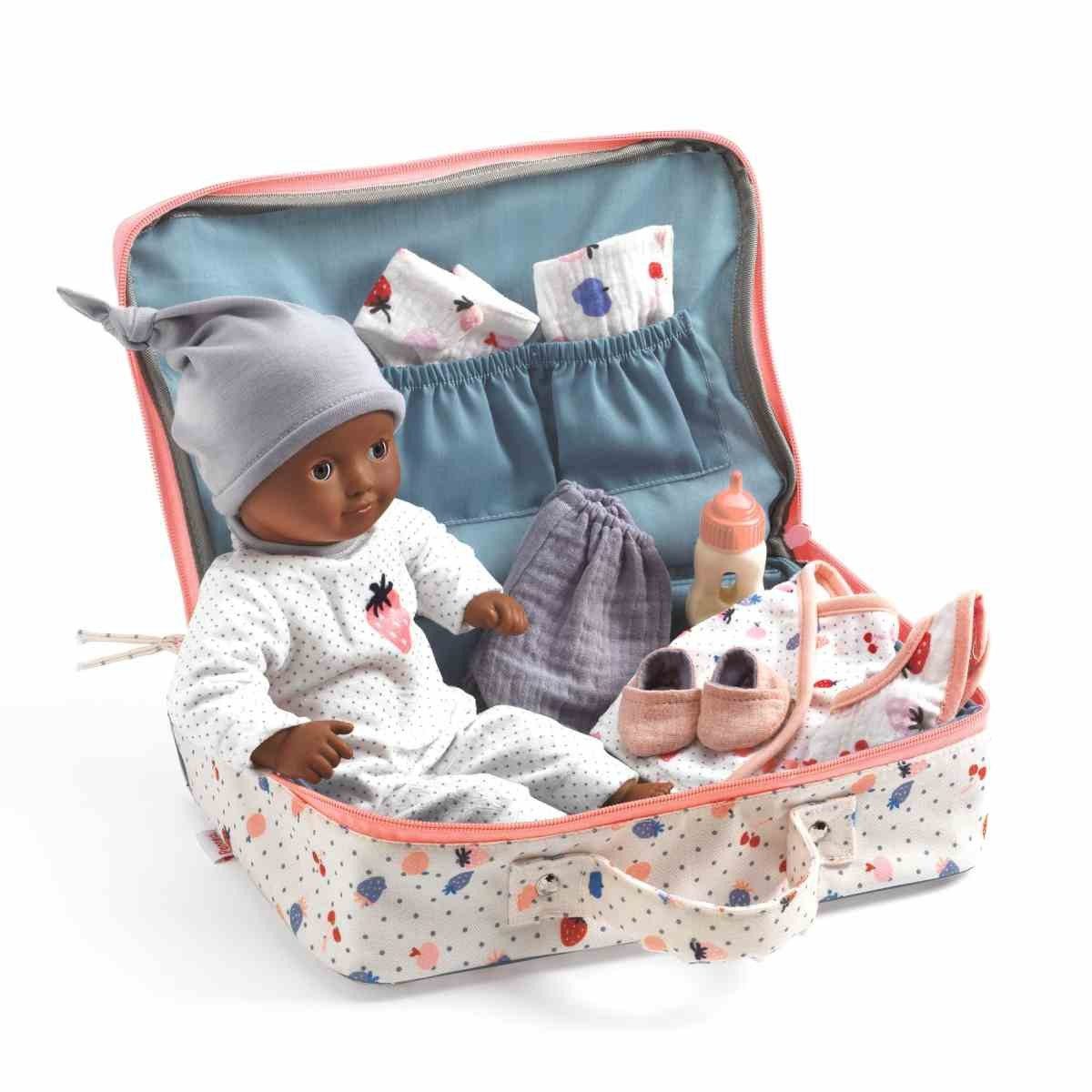 DJECO Babypuppe Pomea Puppe mit Koffer günstig online kaufen