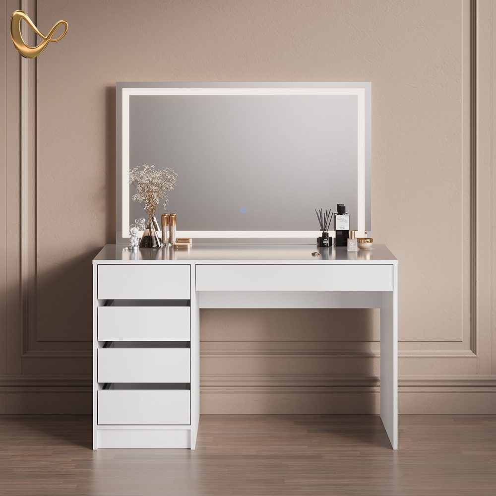 Livinity® Schminktisch Imola, Weiß, 120 cm mit LED Beleuchtung günstig online kaufen