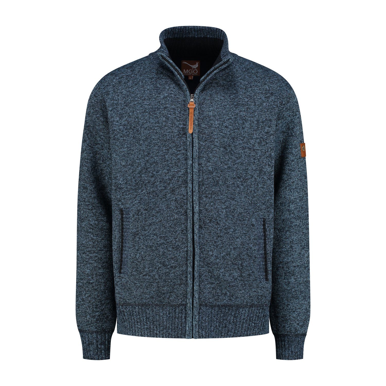 Polyester MGO Blau Cardigan Pine Strickjacke