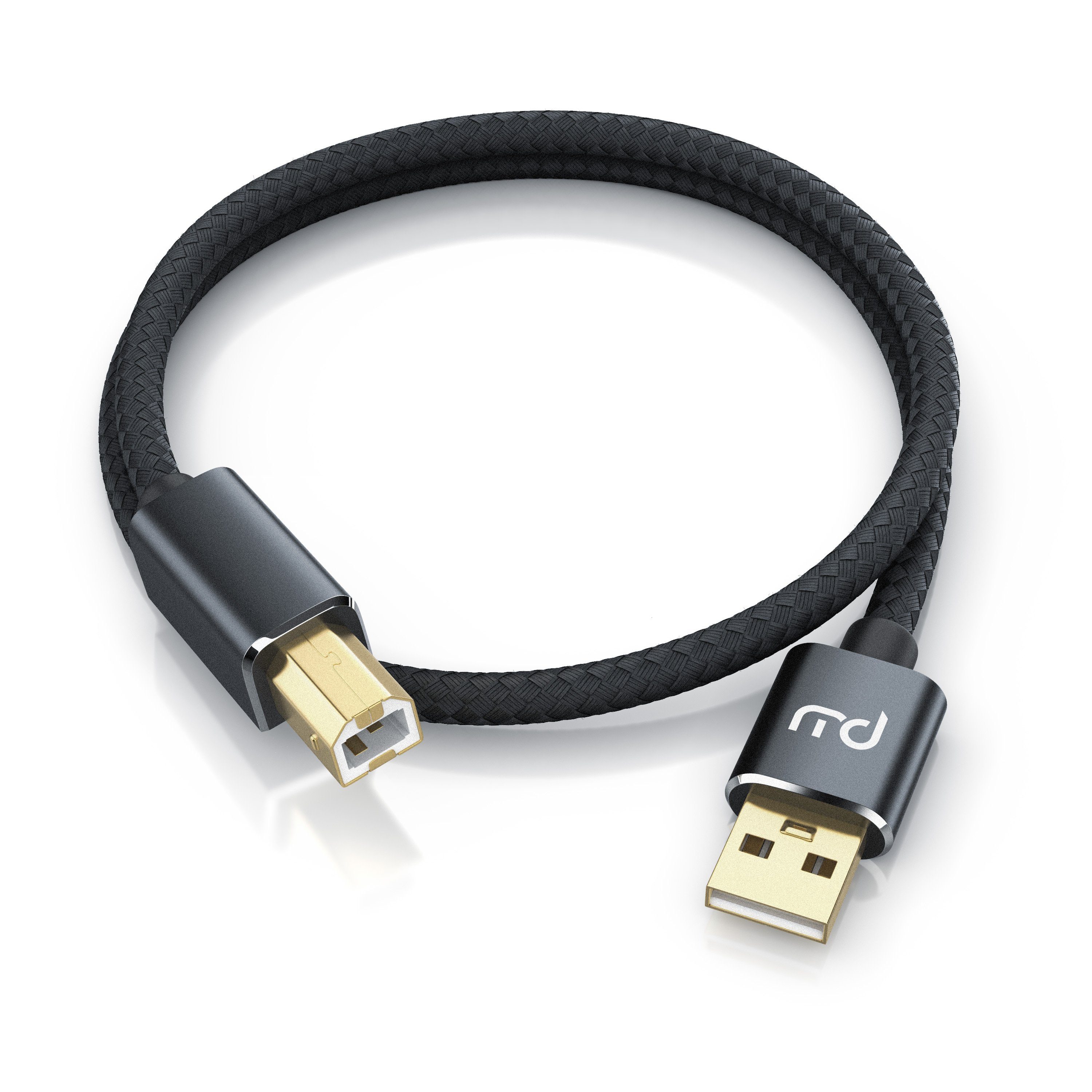 Primewire USB-Kabel, USB Typ-A, USB Typ-B, USB 2.0 Typ A Stecker, USB Typ B Stecker (100 cm), USB 2.0 Drucker / Scanner Kabel mit Nylonmantel - 1m