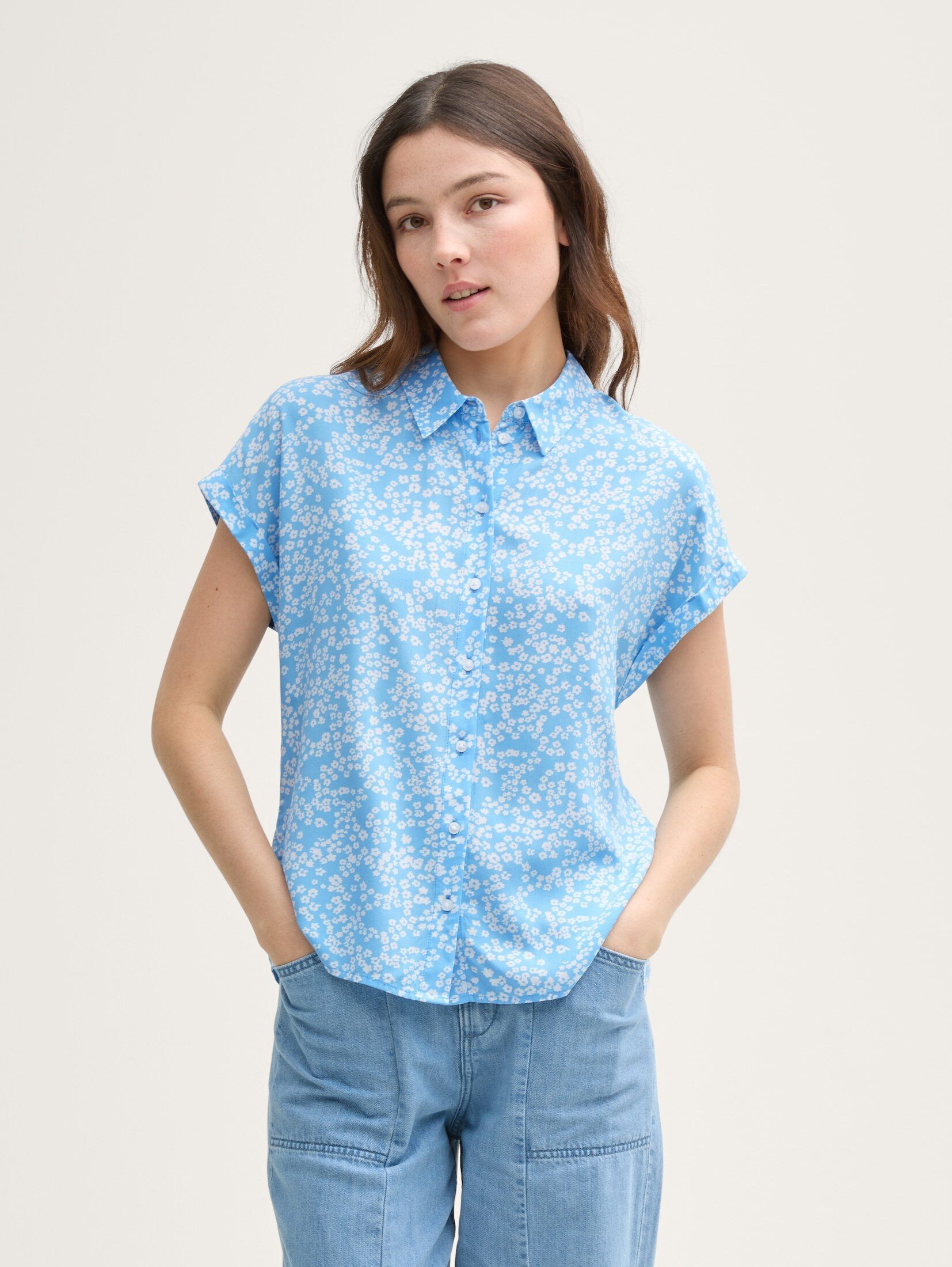 TOM TAILOR Denim Kurzarmbluse Bluse aus günstig online kaufen