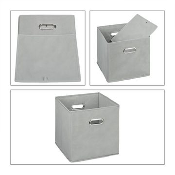 relaxdays Aufbewahrungsbox 12 x Aufbewahrungsbox Stoff grau
