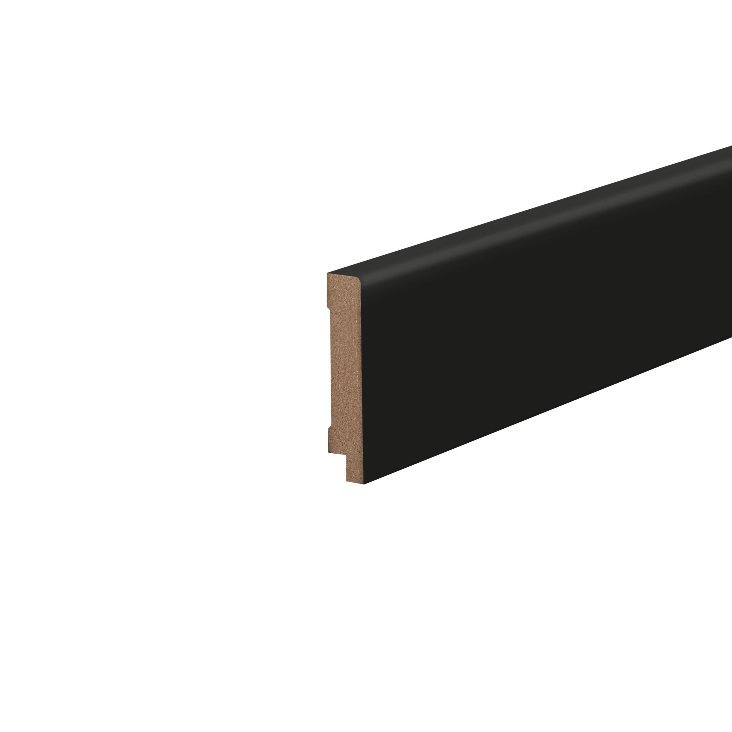 PROVISTON Sockelleiste MDF Foliert, 16 x 100 x 2500 mm, Schwarz, Fußleiste, L: 250 cm