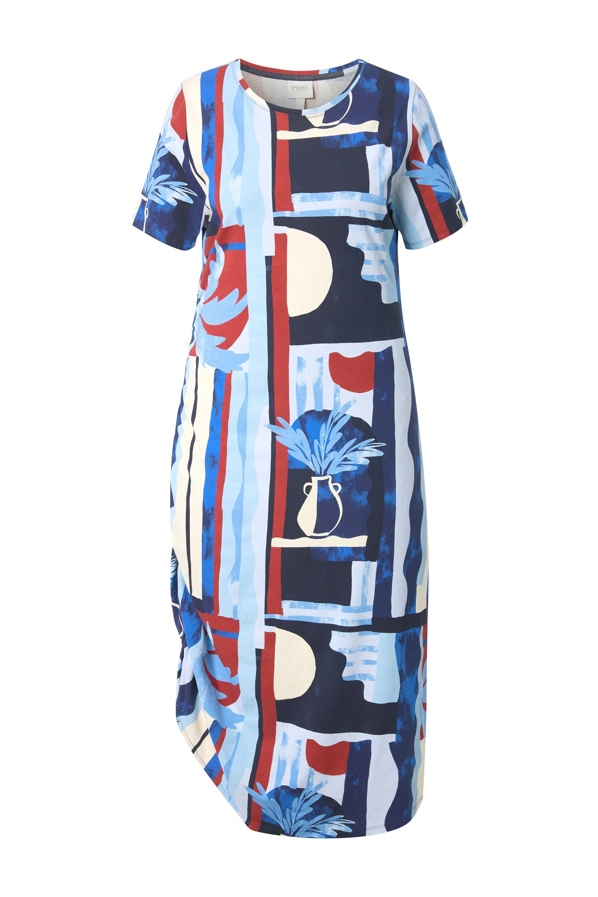 Ulla Popken Midikleid Maxikleid Vasen Rundhals Halbarm Biobaumwolle günstig online kaufen