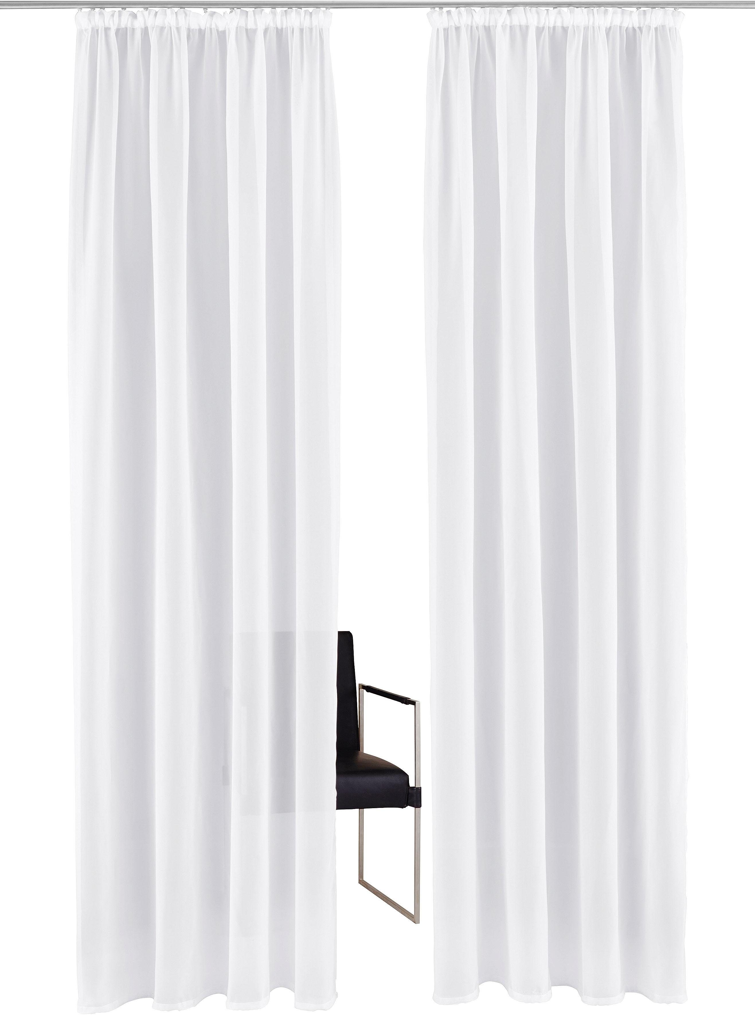 OTTO home Gardine XANA 1er- und 2er-Pack, Kräuselband, Topseller! (2 St), Kräuselband, transparent, Voile, Bestseller, einfarbig, 1 bzw. 2 Schals, pflegeleicht, – Bild 4 von 5