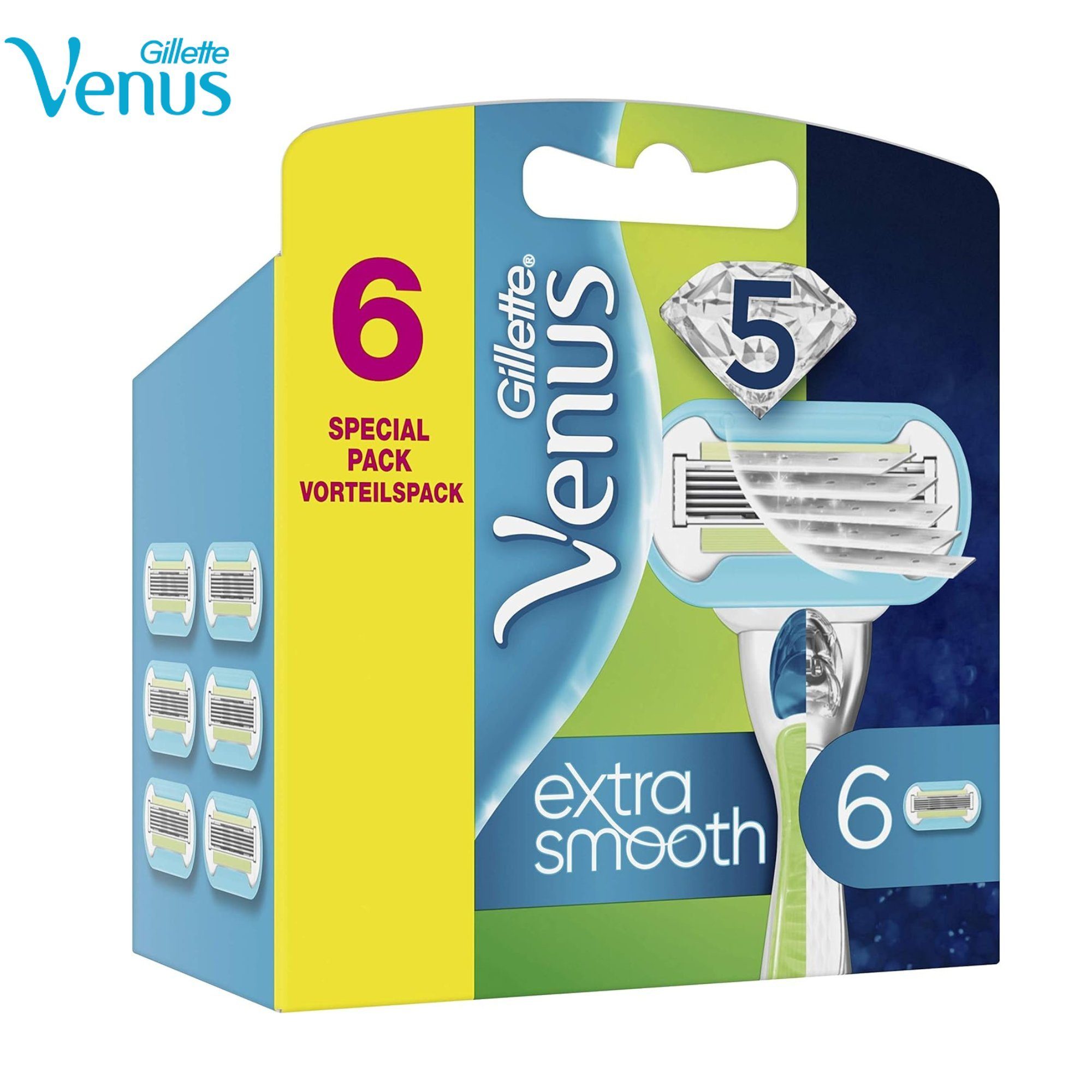 Gillette Venus Rasierklingen Extra Smooth, 5-fach-Klinge mit Diamant-ähnliche Beschichtung