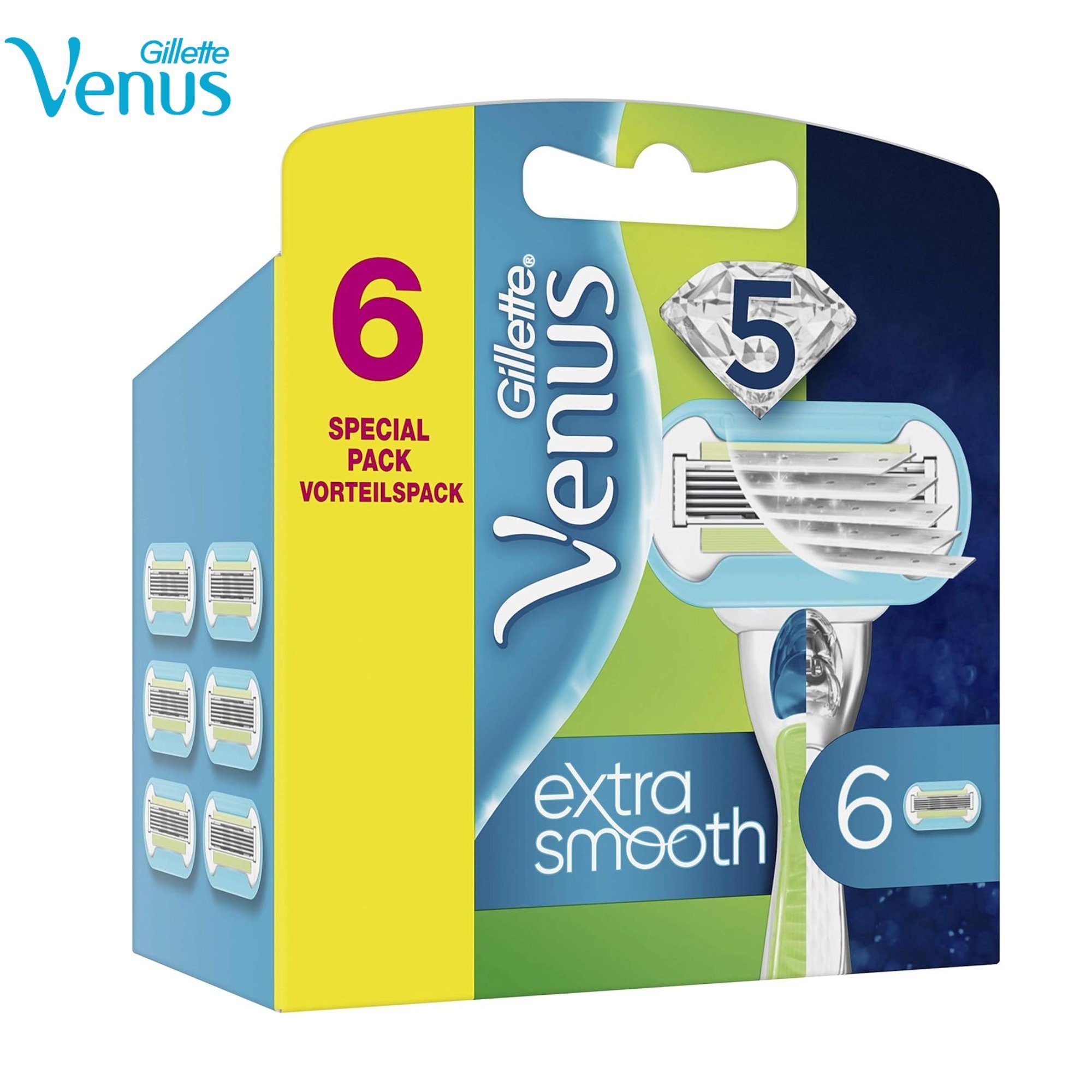 Gillette Venus Rasierklingen Extra Smooth, 1-tlg., 5-fach-Klingen mit Diamant-ähnlicher Beschichtung