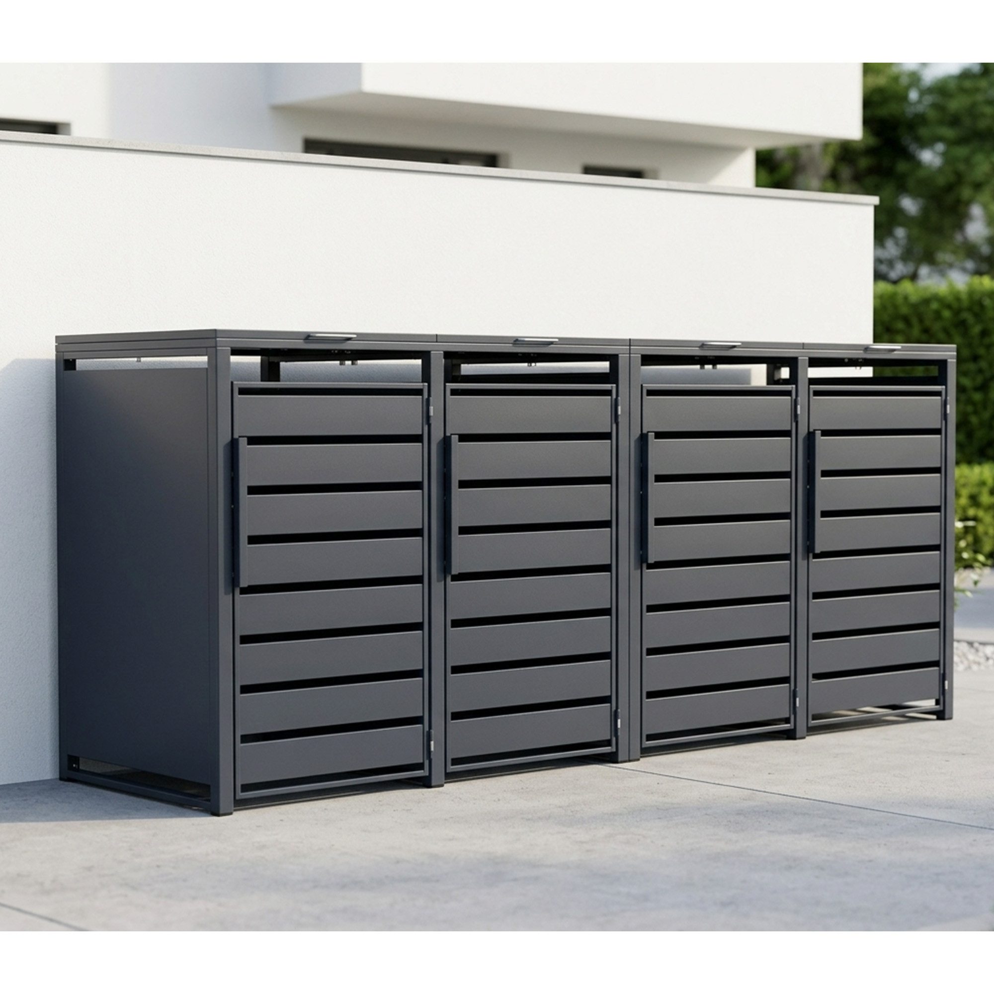 GARLIVO Mülltonnenbox Thymian Mülltonnenbox 4er (2x2) 240L - wetterfest und langlebig, Verschließbare Mülltonnenverkleidung -modernes Design als Sichtschutz