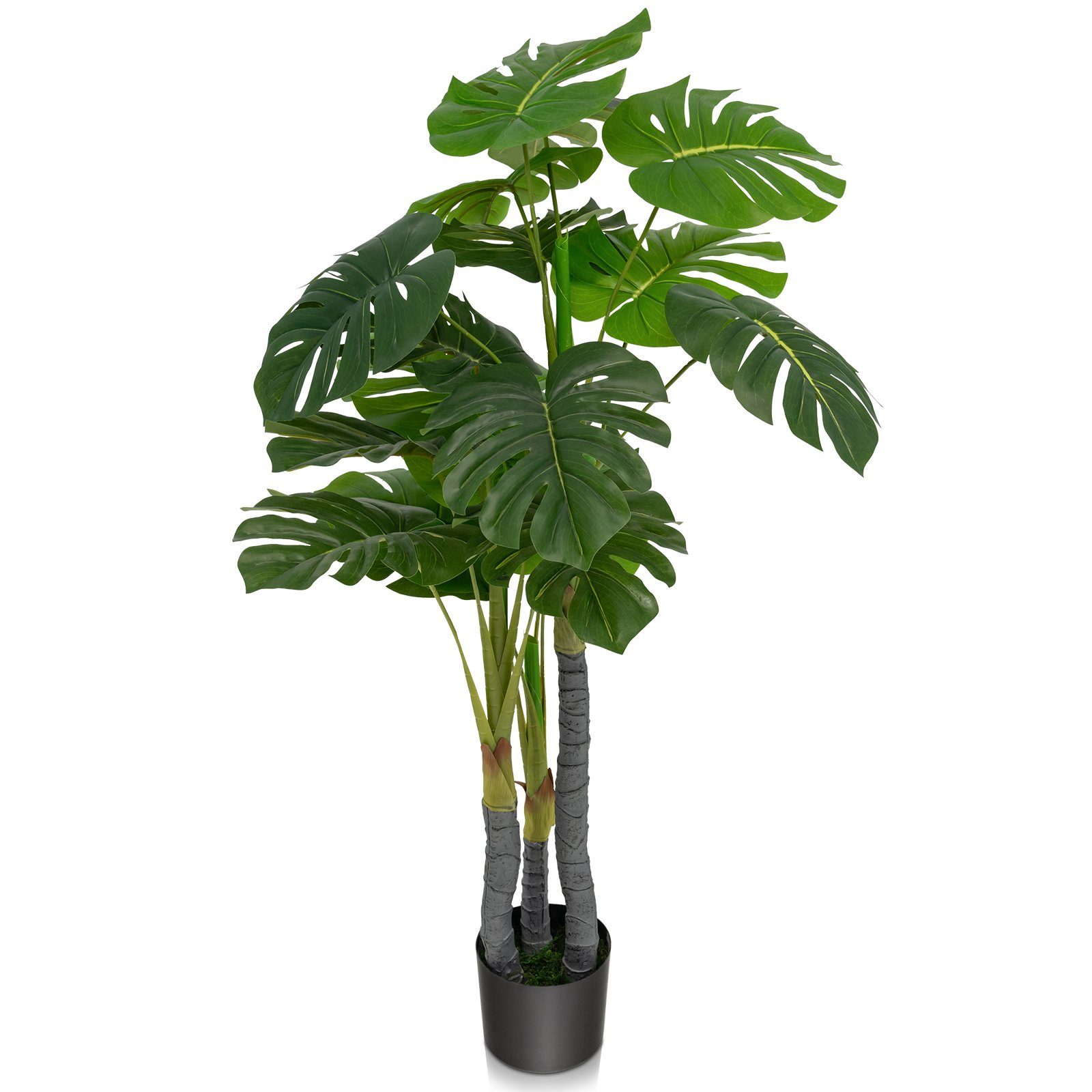 Kunstpflanze, Höhe 20 120 mit grün cm, Blättern, COSTWAY, Kunststoff-Topf,
