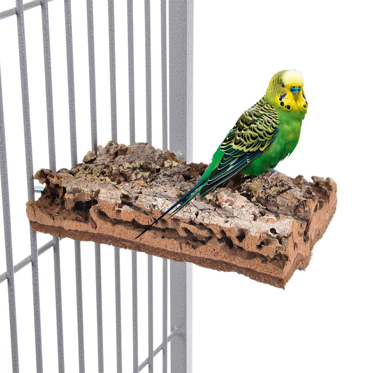 Happy Bird Vogelspielplatz Vogel-Sitzbrett aus Natur Kork, für alle mittleren bis großen Papageien, ca. 25 x 5 cm