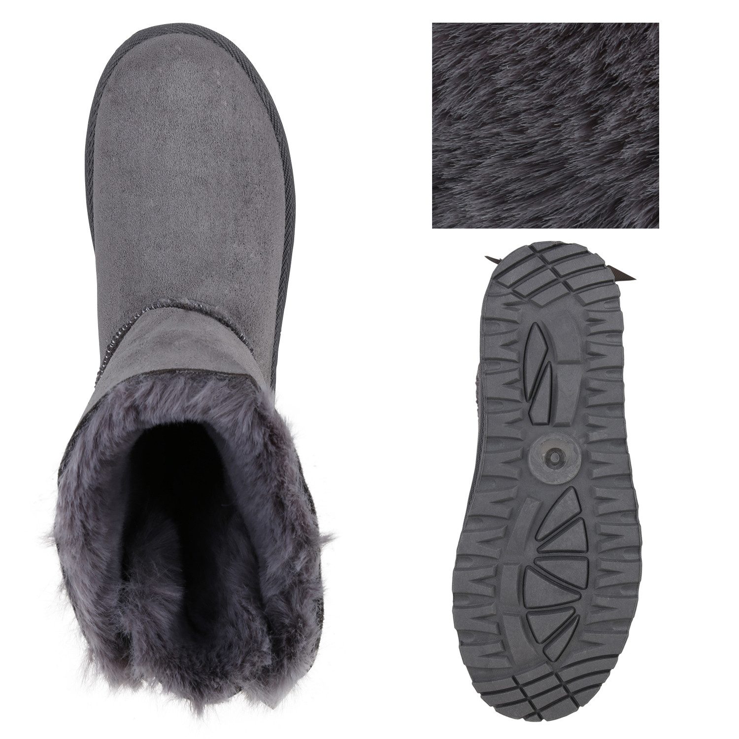 VAN HILL 839832 Winterstiefelette Damen Warm Gefütterte Winter Boots Stiefeletten Kunstfell