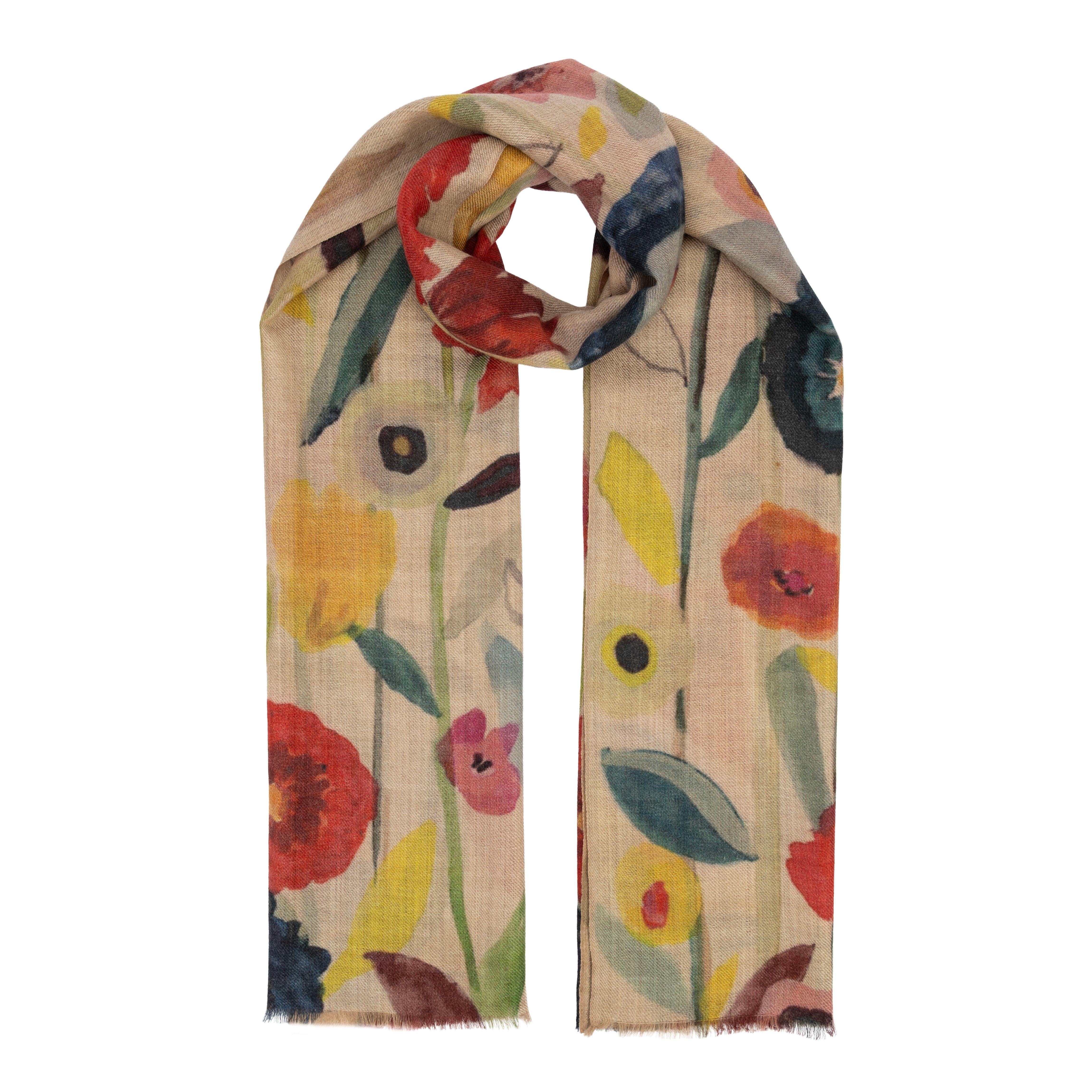 El Puente Schal Schal aus Merino-Wolle mit floralem Print, Handmade, Handmade