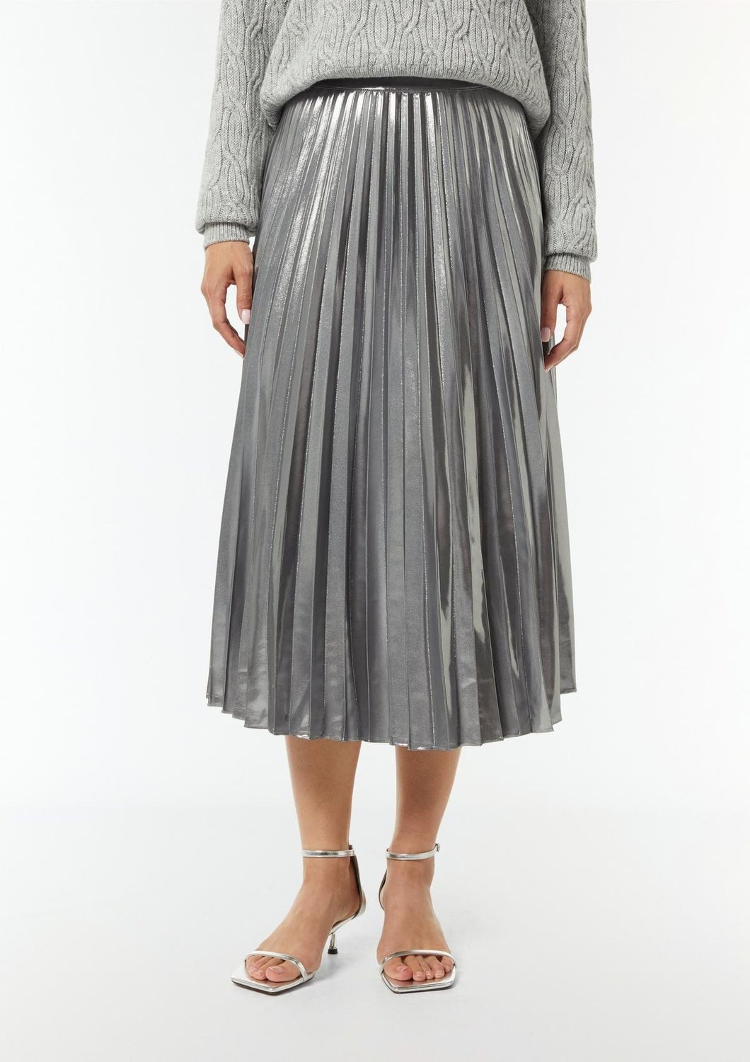 comma Plisseerock Glamour (1-tlg) mit Metallic-Effekt, silber günstig online kaufen
