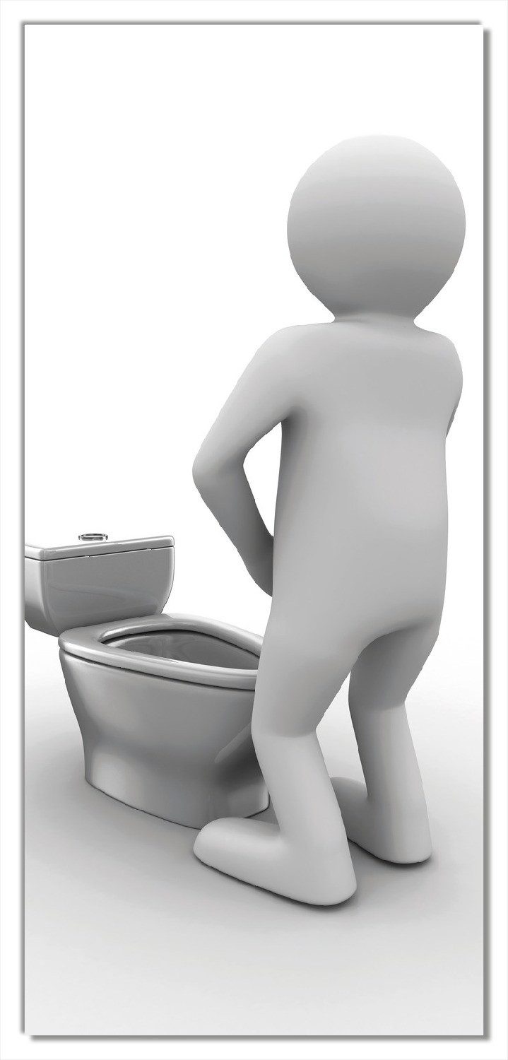 Wallario Türtapete Pinkelndes Computer-Männchen und künstliche Toilette, glatt, ohne Struktur