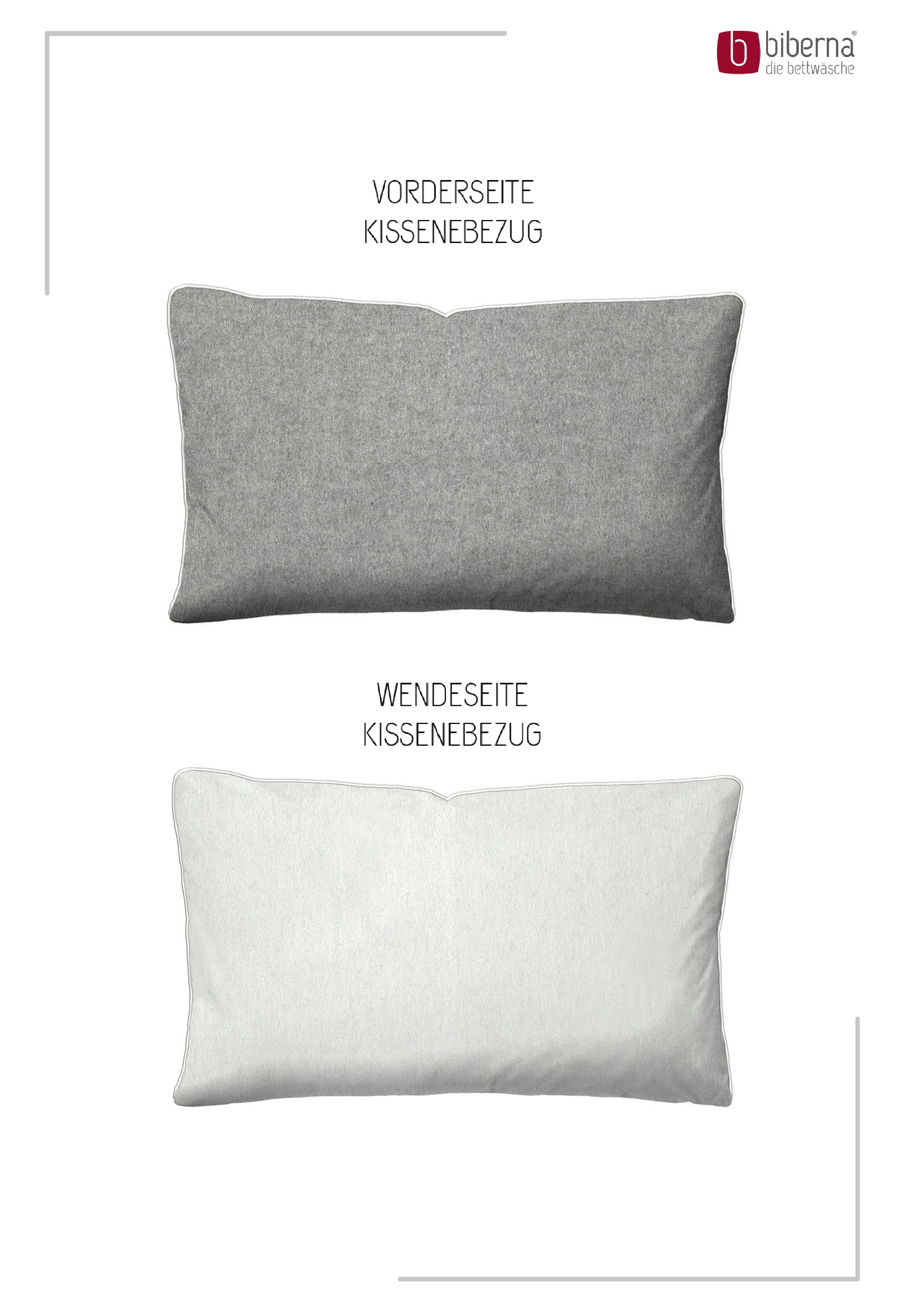 Biberna Kissenbezug 0840500 HERMAL Premium Biber Melange-Flanell 100% Baumwolle, (1 Stück), Kissenhülle, wärmend & weich, Reißverschluss, Satinpaspel – Bild 3 von 5