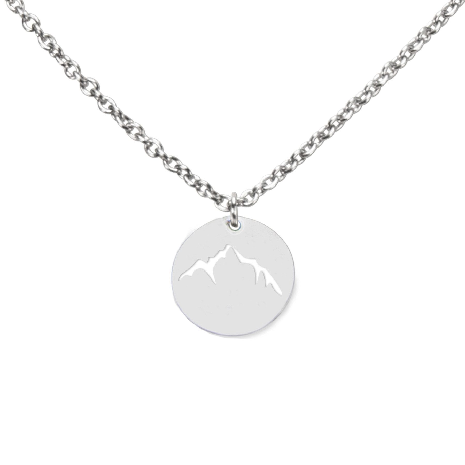 DAHEIM Kette mit Anhänger Halskette Berge (silber-farben), - filigrane Mountain und Gipfel Kette für Damen und Frauen, Heimat-Sch